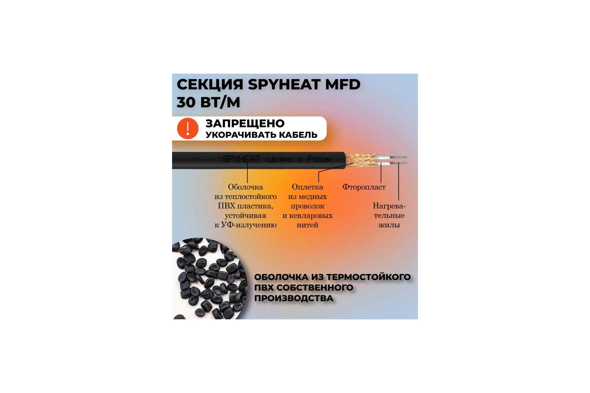 Нагревательная кабельная секция SPYHEAT 9 м, в коробке MFD-30- 270