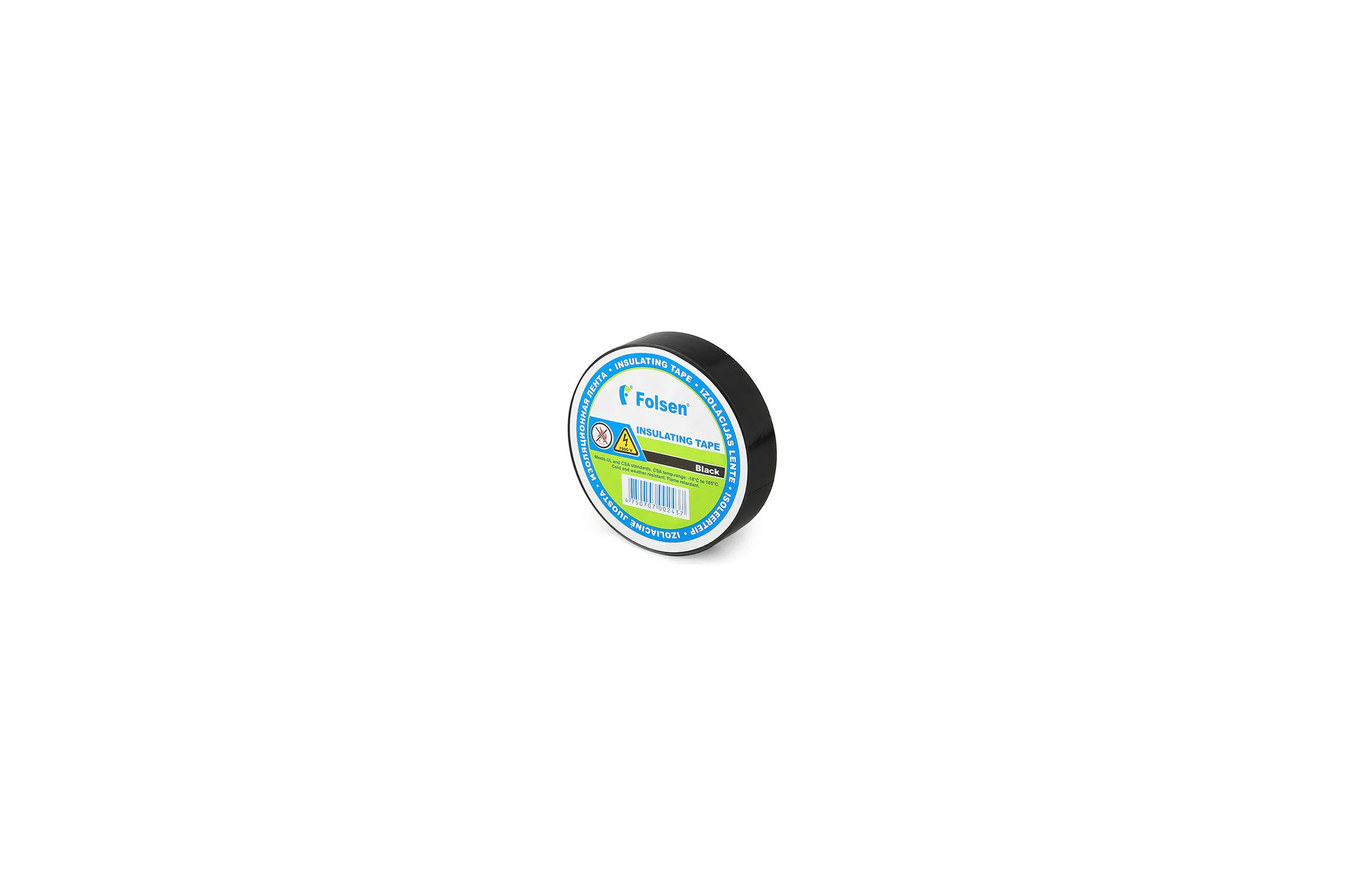 Изоляционная лента FOLSEN 19мм x 33м, черная,  Premium от -18oC до +105oC 013104