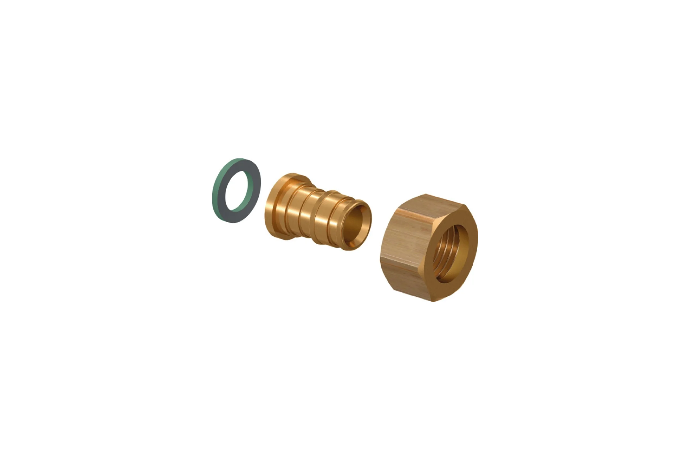 Штуцер Usystems с накидной гайкой, латунный для труб pe-xa 16-g1/2"нг, тип 1 1135764