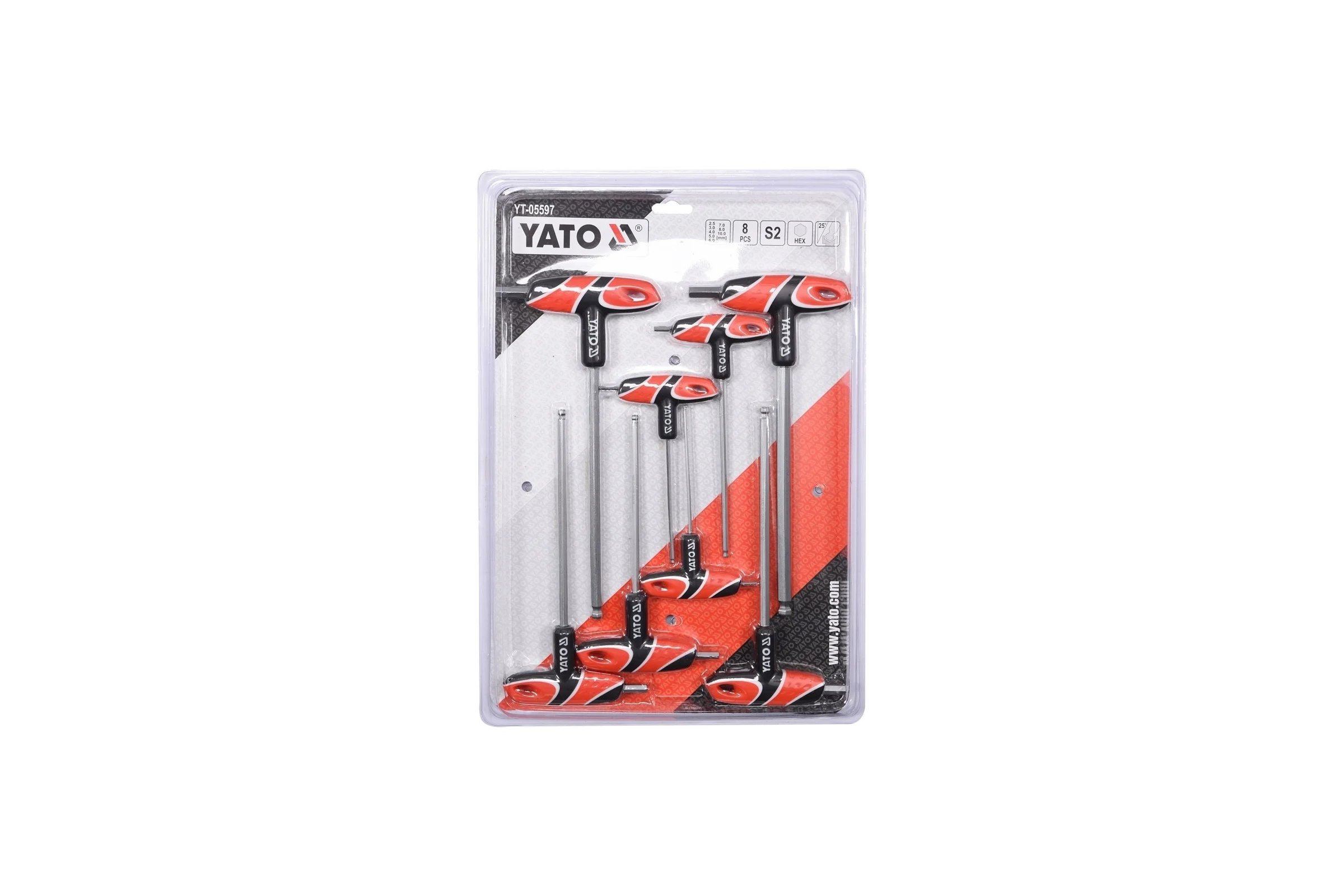 Набор шестигранников YATO HEX с шаровой головкой, Т-образная рукоятка YT-05597