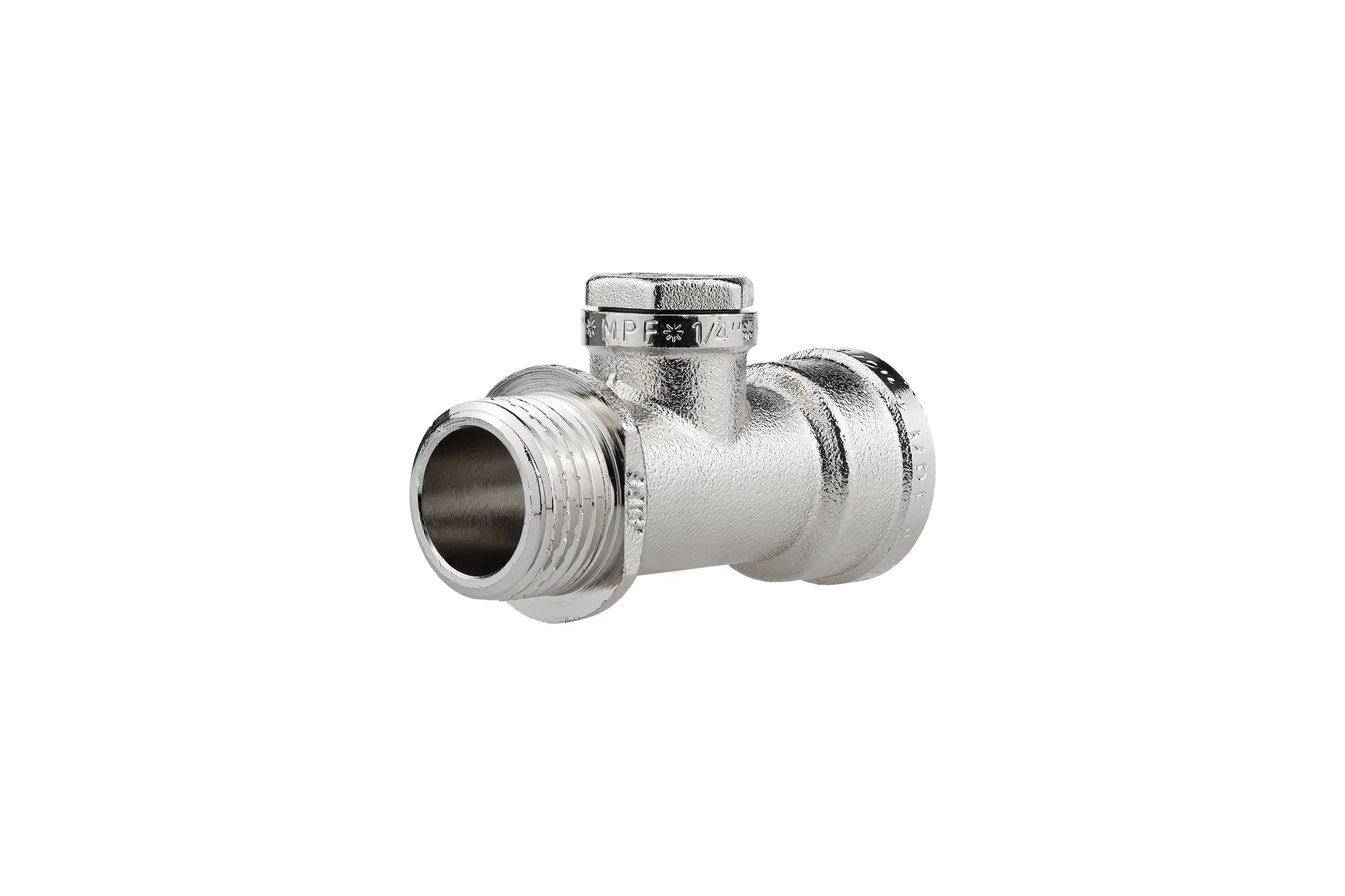 Тройник сантехнический под манометр MPF 1/2" х 1/4" х 1/2" резьбовой внутренняя-внутренняя-наружная резьба ИС.071608
