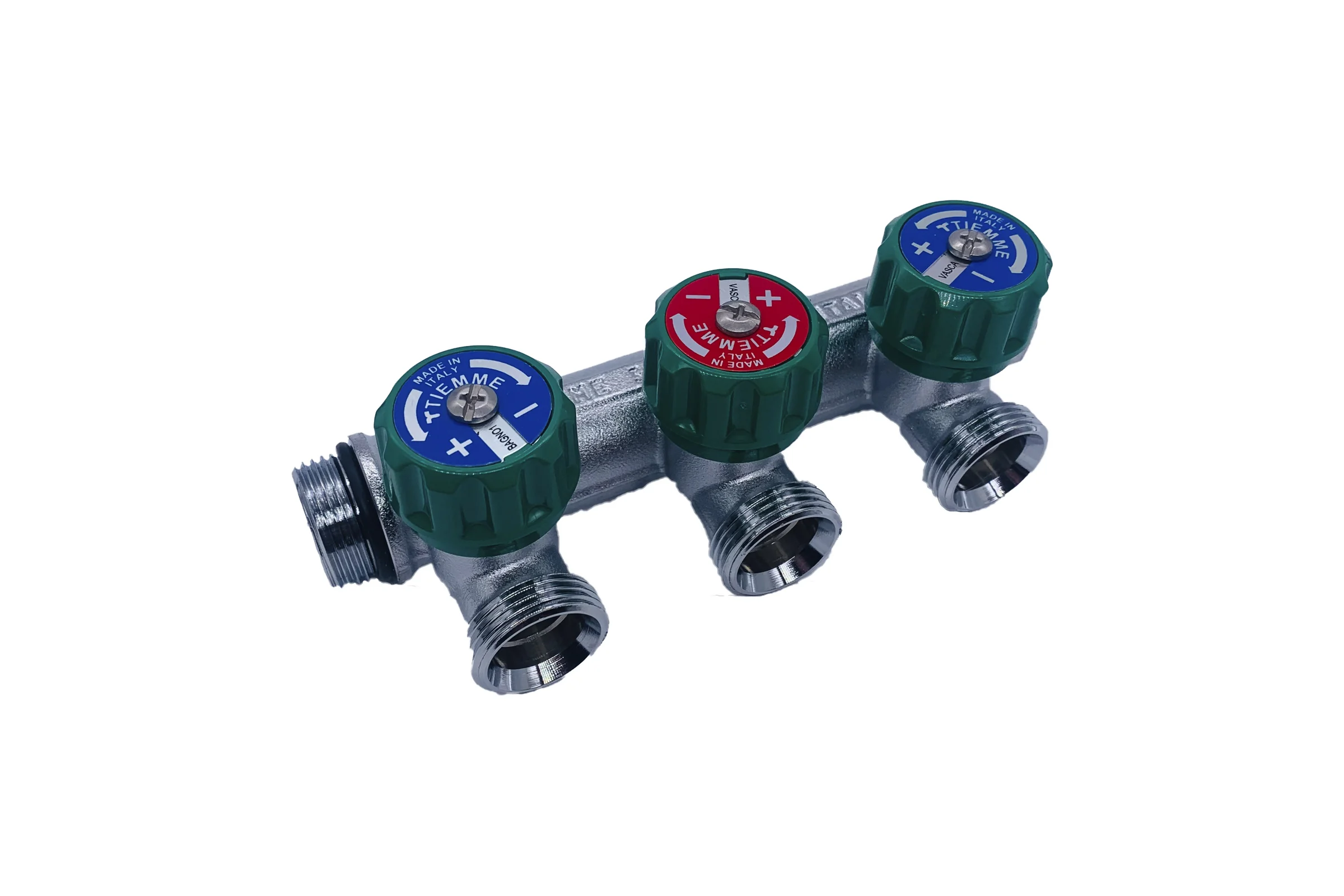 Коллектор Tiemme 3 отвода, регулируемый 3/4"х3/4(18) евроконус Maxima Corner (никель) 1850008 / 1871K