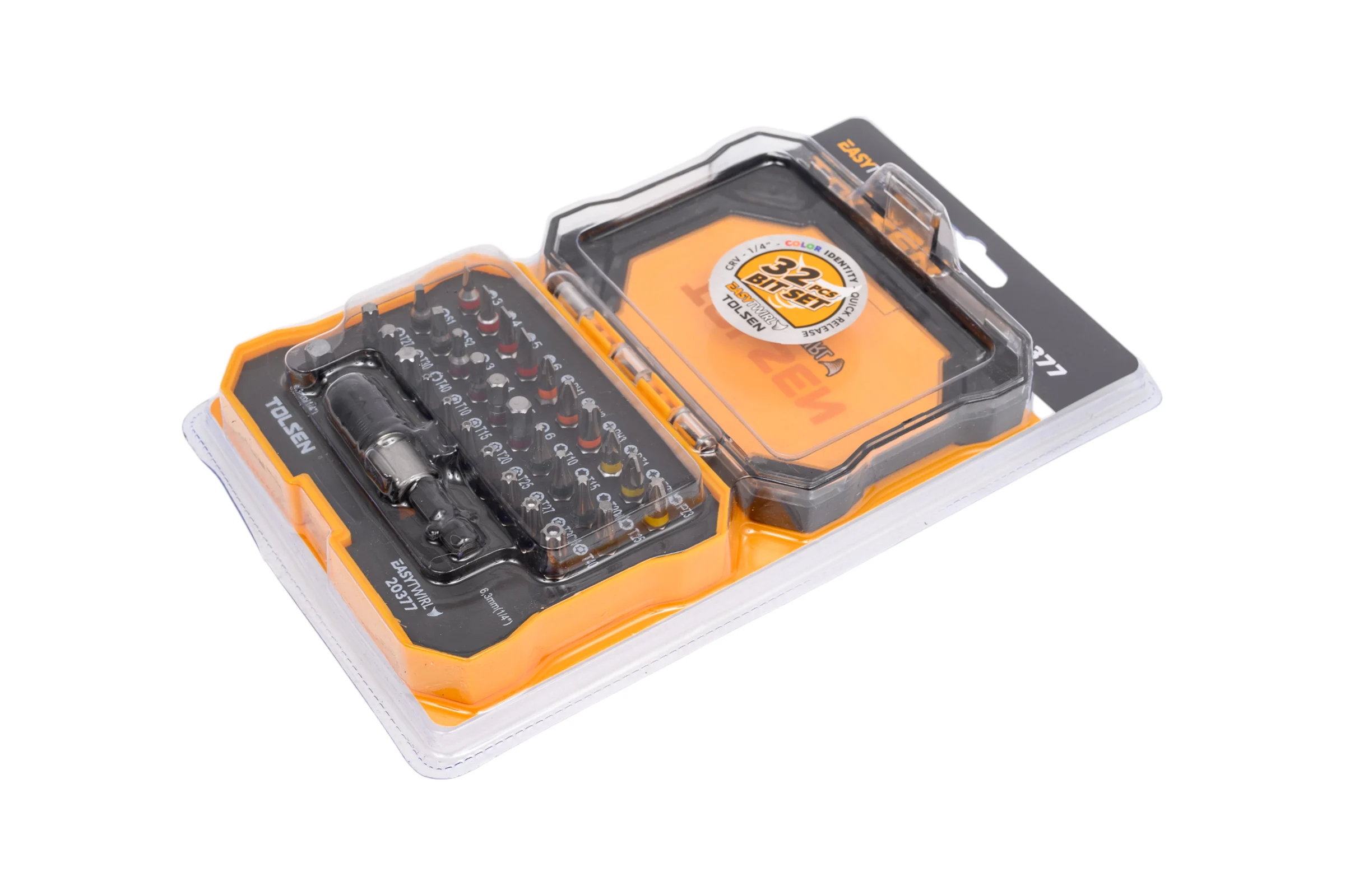Набор вставок бит 1/4", PH, PZ, Hex, Torx, Slotted, TorxTR, Square, 32 предмета TOLSEN 20377