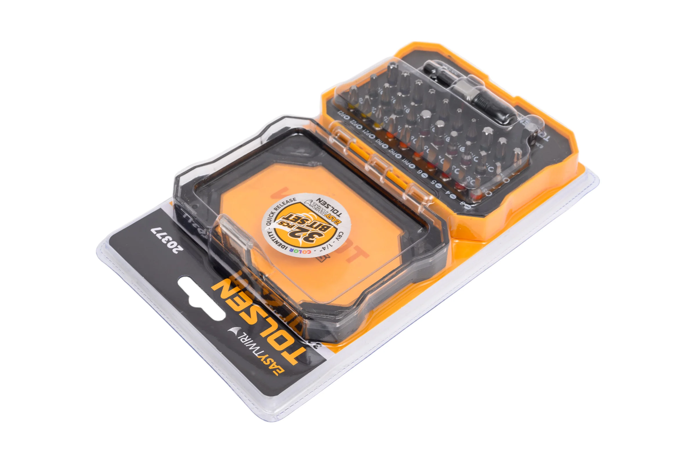 Набор вставок бит 1/4", PH, PZ, Hex, Torx, Slotted, TorxTR, Square, 32 предмета TOLSEN 20377