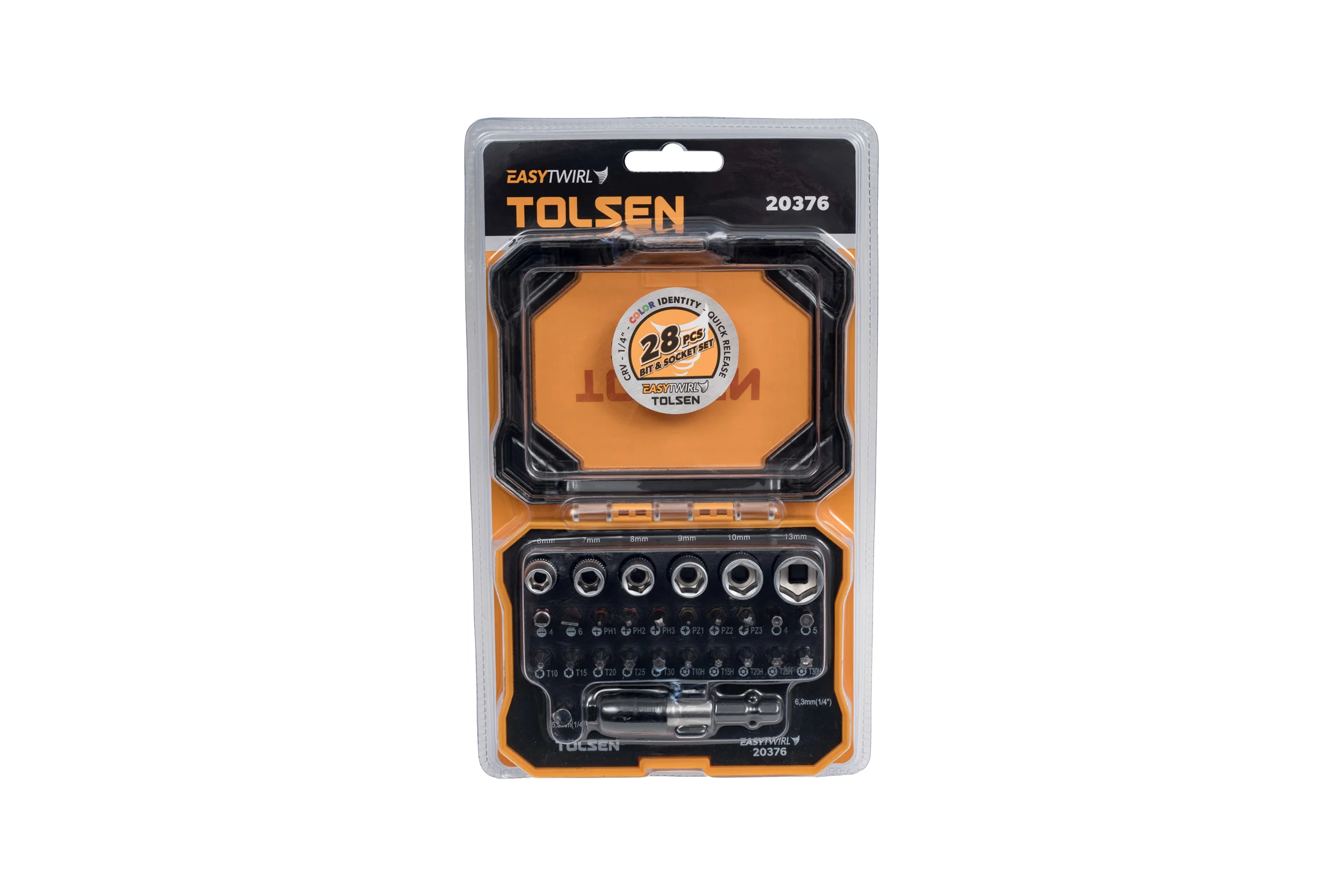 Набор вставок бит 1/4", PH, PZ, Hex, Torx, Slotted, TorxTR, 28 предметов TOLSEN 20376