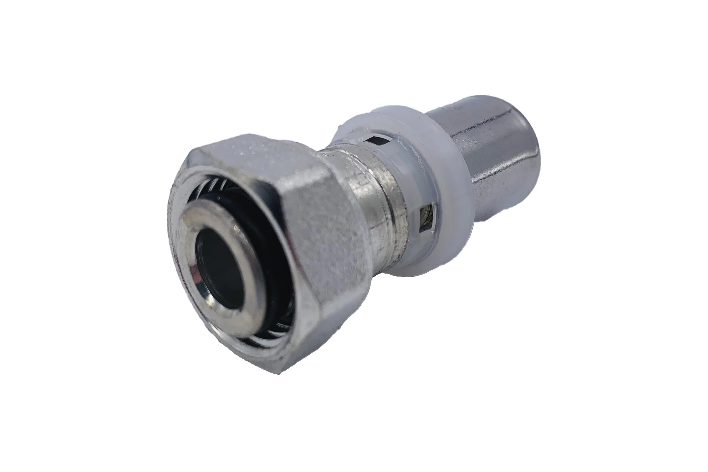 Прямое соединение Tiemme 16х1/2"(16) с накидной гайкой (пресс) (никель) 1650160 / 1668S1604CZ
