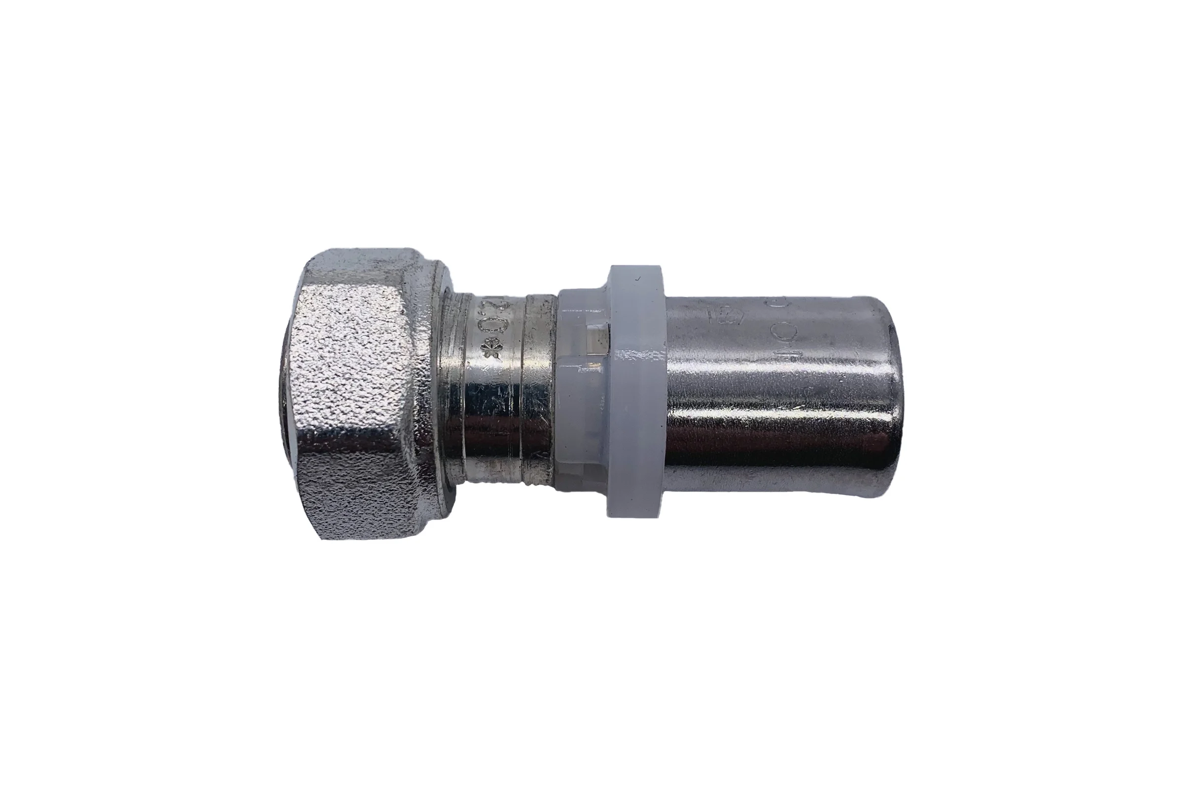 Прямое соединение Tiemme 16х1/2"(16) с накидной гайкой (пресс) (никель) 1650160 / 1668S1604CZ
