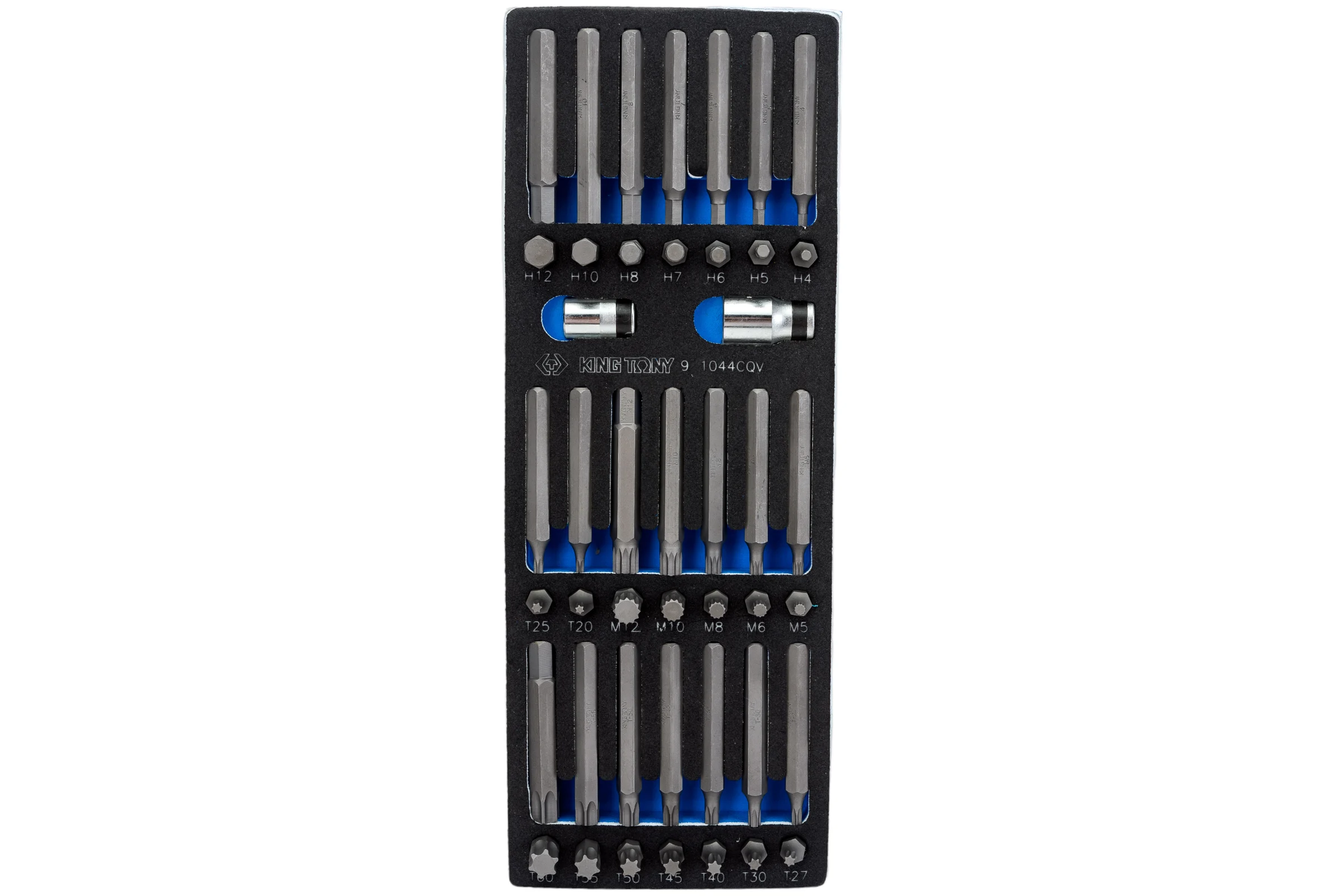 Набор вставок бит 10 мм TORX, SPLINE, HEX, ложемент, 44 предмета KING TONY 9-1044CQV
