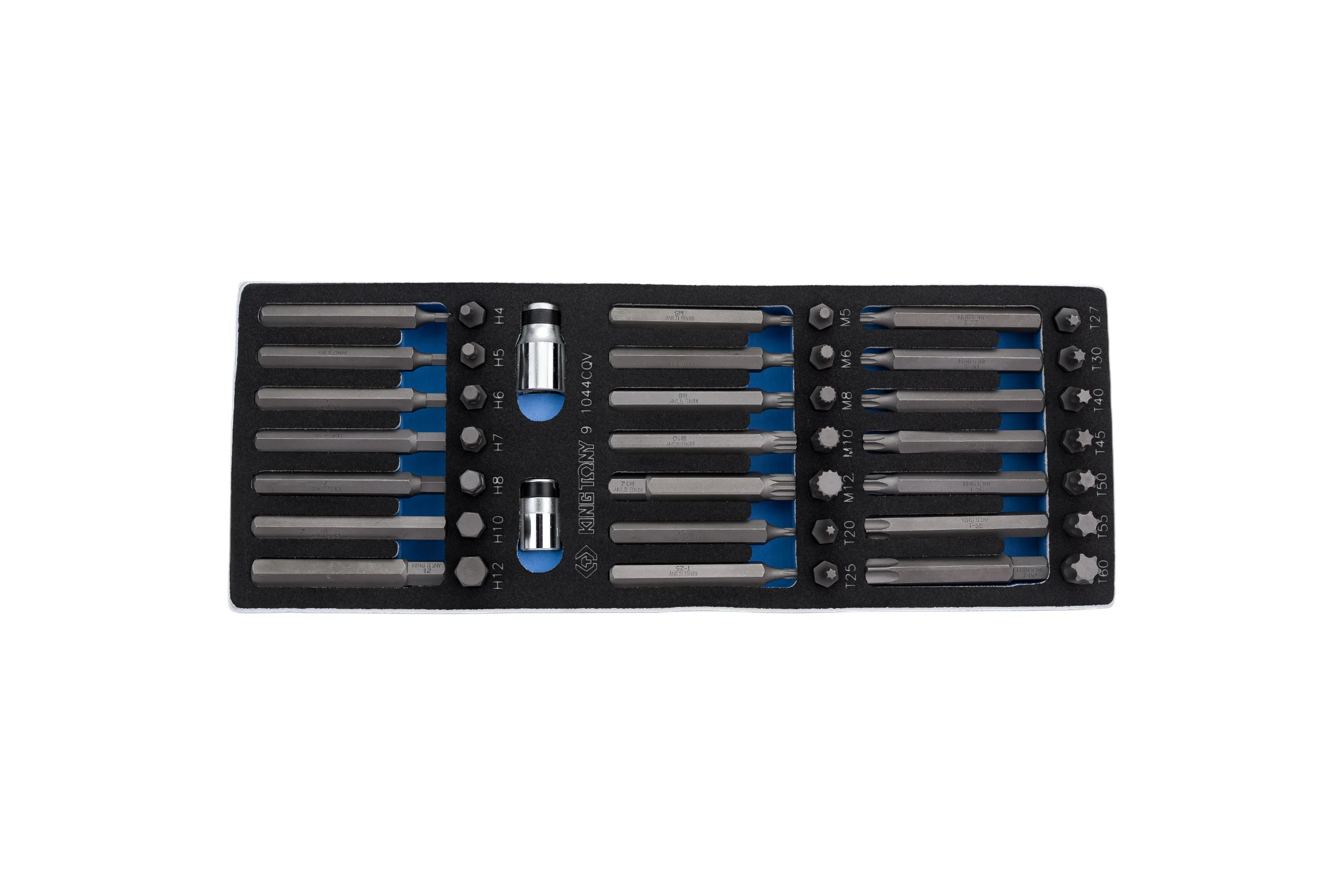 Набор вставок бит 10 мм TORX, SPLINE, HEX, ложемент, 44 предмета KING TONY 9-1044CQV