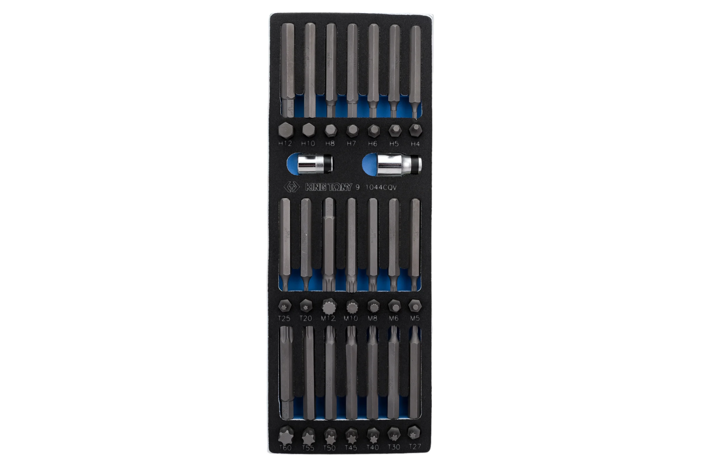 Набор вставок бит 10 мм TORX, SPLINE, HEX, ложемент, 44 предмета KING TONY 9-1044CQV