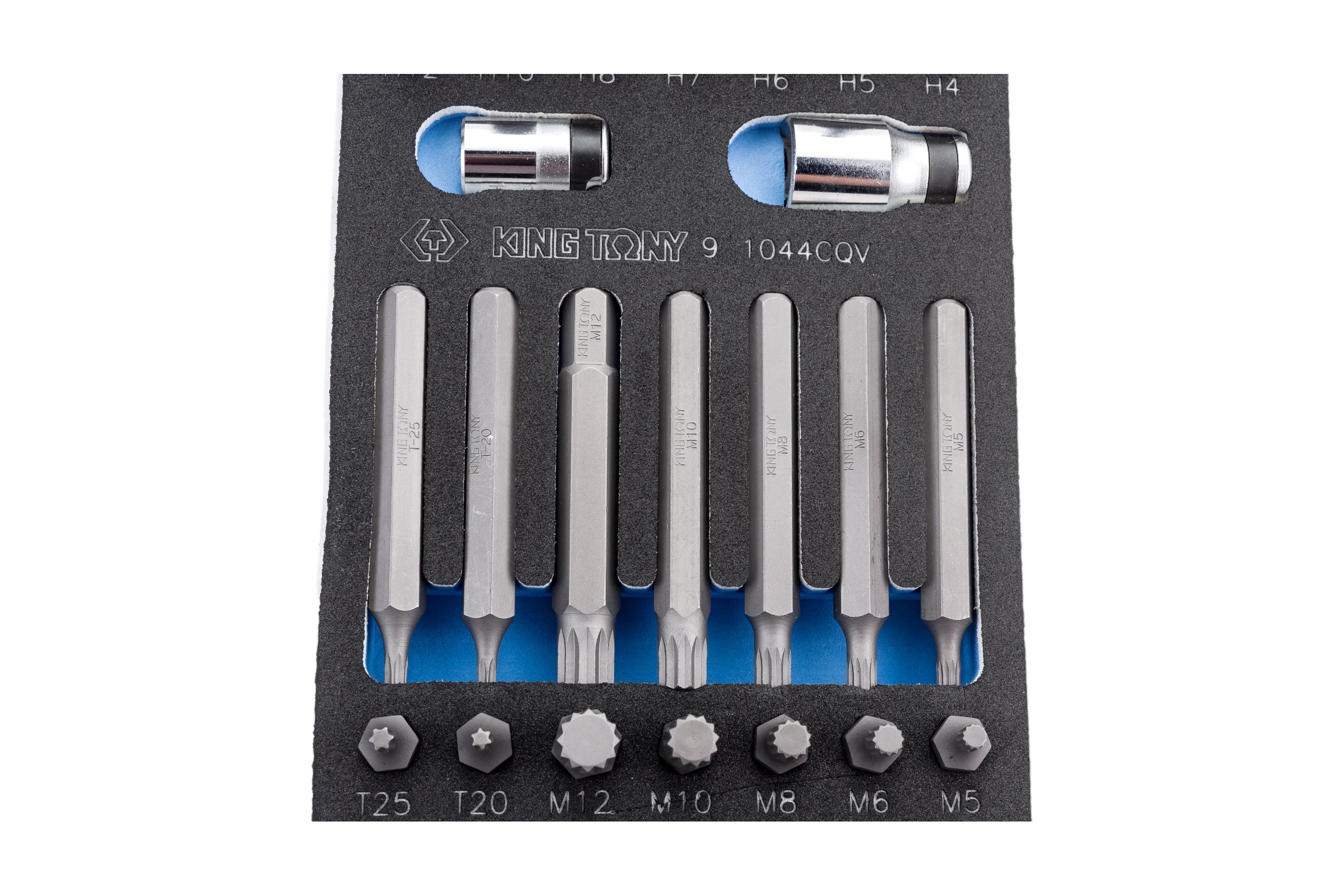Набор вставок бит 10 мм TORX, SPLINE, HEX, ложемент, 44 предмета KING TONY 9-1044CQV