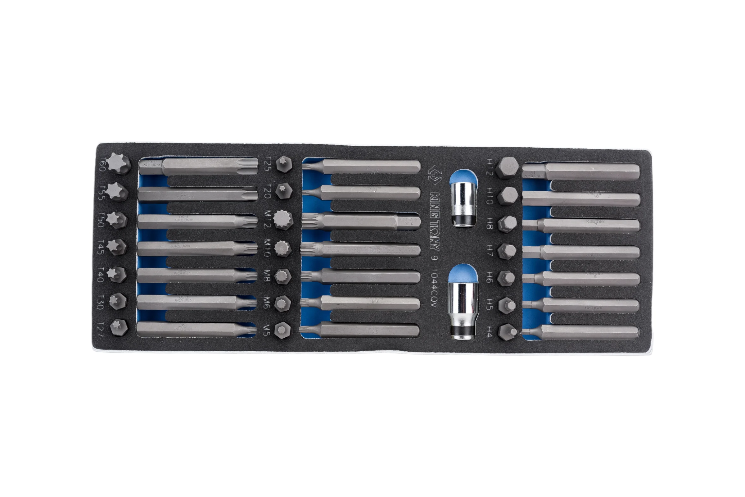 Набор вставок бит 10 мм TORX, SPLINE, HEX, ложемент, 44 предмета KING TONY 9-1044CQV