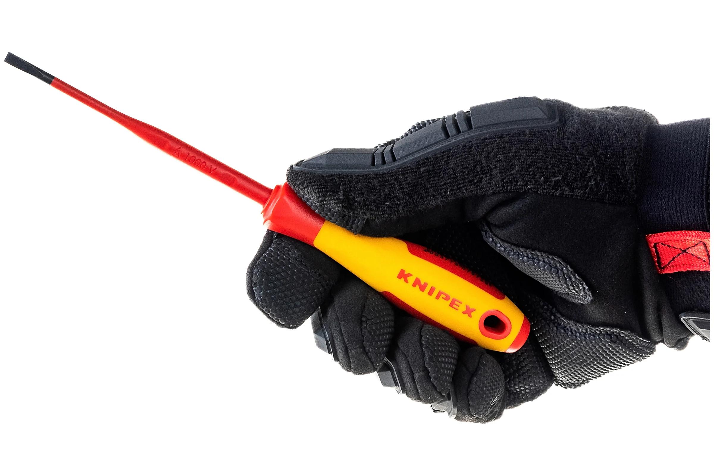 Отвертка KNIPEX SL4.0x0.8 шлицевая тонкая VDE, L  лезвия 100 мм, 1000V, 2-комп. рук-ка KN-982040SL