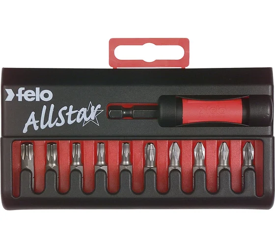 Набор бит PH/PZ Industrial с держателем бит Star в кейсе, 11 шт. Felo 02090216