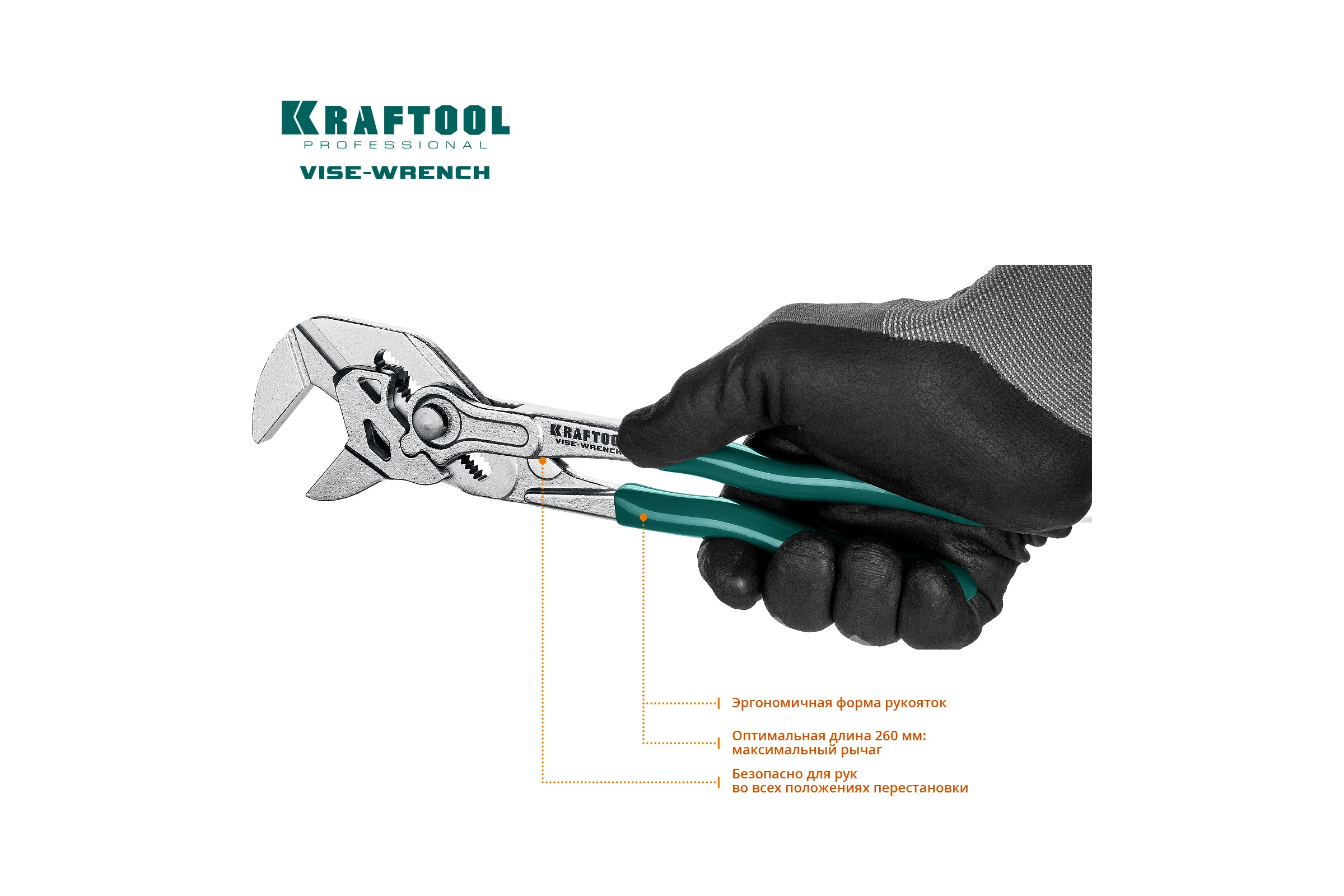 Переставные клещи-гаечный ключ Kraftool Vise-Wrench 22065