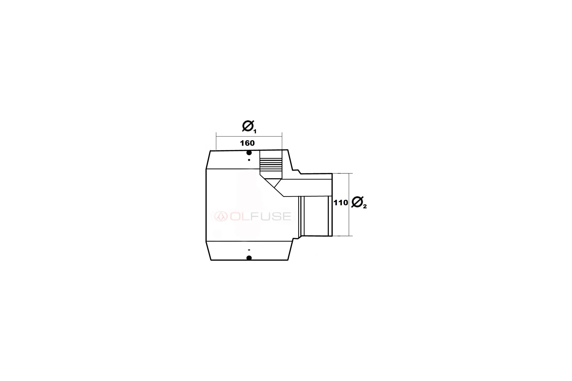 Тройник OLFUSE электросварной редукционный 90 pn16 sdr11 pe100 d160x110, 7726160110