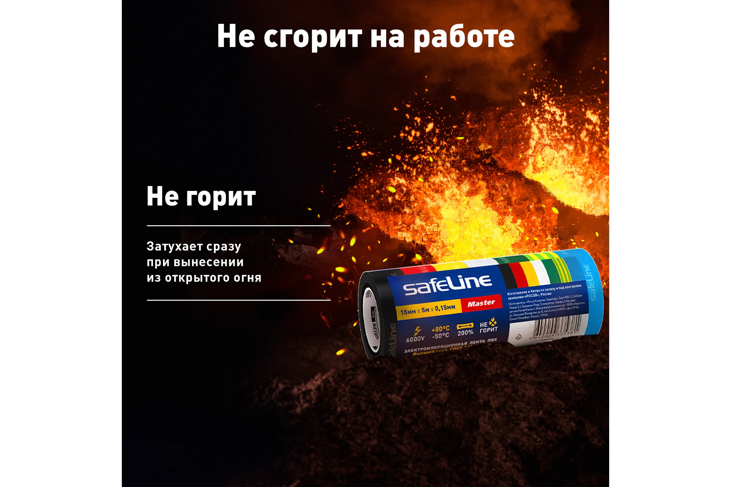 Изолента Safeline Master ПВХ 15мм х 5м набор МИНИ роликов 7 цветов 22899