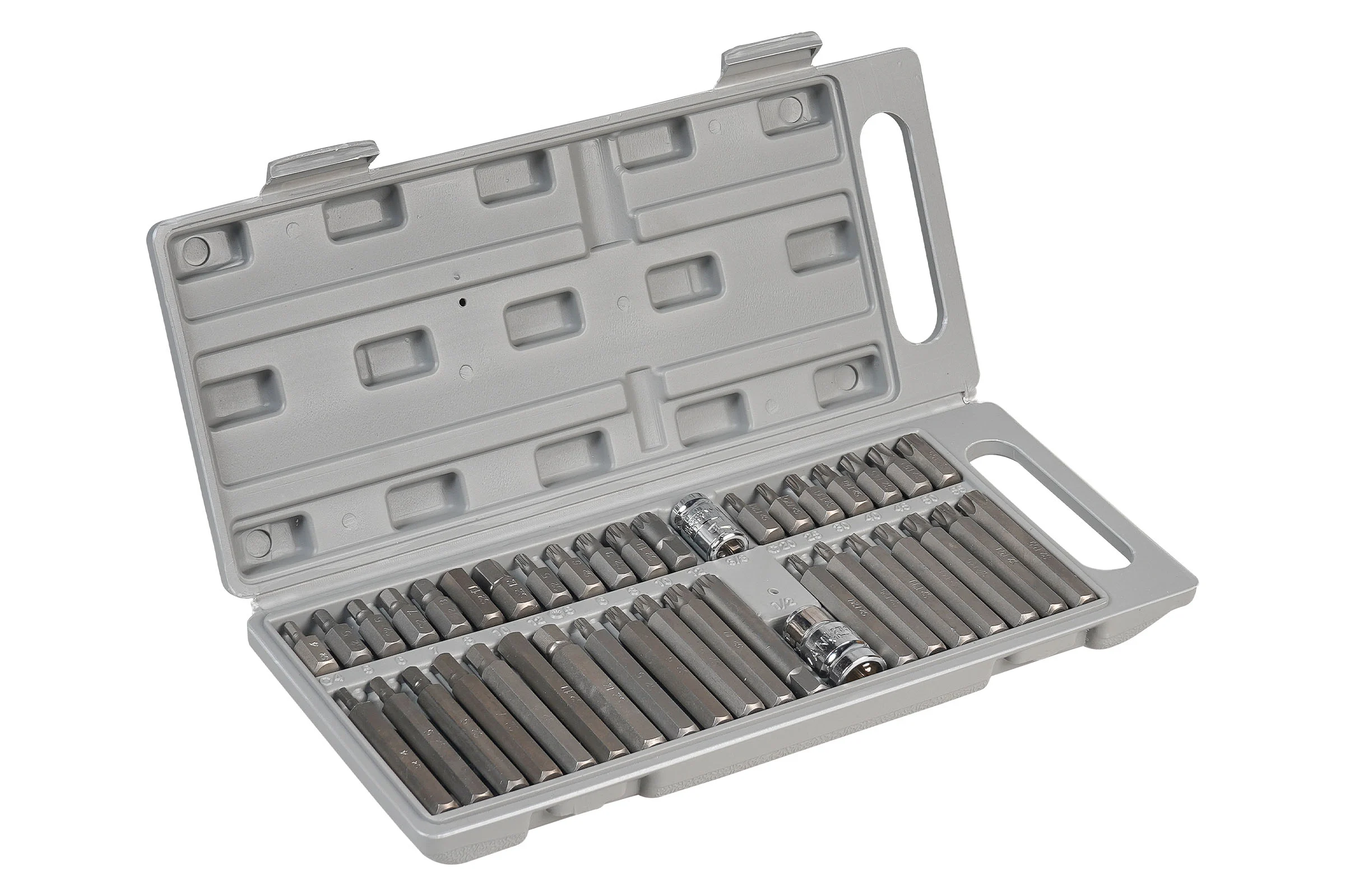 Набор бит вставок TORX, SPLINE, HEX в кейсе (3/8", 30 мм и 75 мм, адаптеры 1/2" и 3/8" DR, 40 предметов) Airline AT-B-52