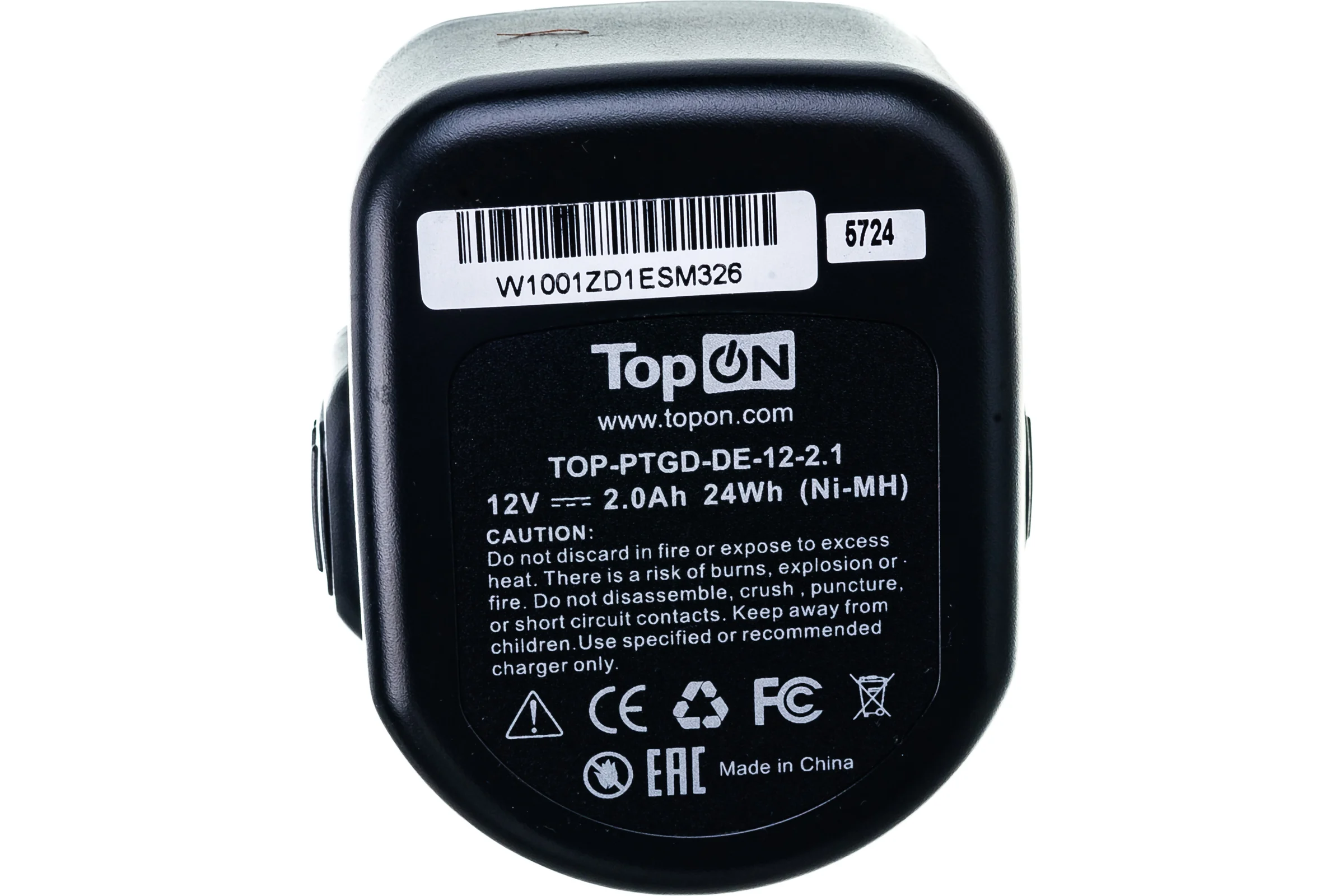 Аккумулятор для электроинструмента DeWalt (Ni-Mh, 12В, 2.1Ач) TopON PN: DC9071 TOP-PTGD-DE-12-2.1