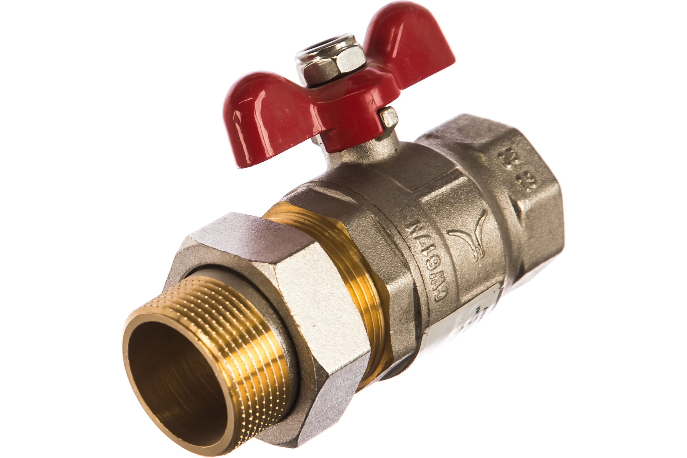 Кран шаровой полнопроходной PRO AQUA со сгоном ручка бабочка, Н-В 1 1/4 FWB65-m32-f32x FWB65-m32-f32xb