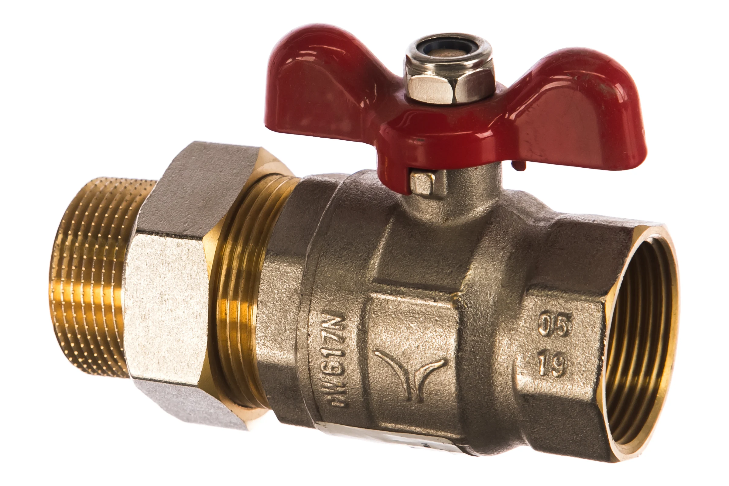 Кран шаровой полнопроходной PRO AQUA со сгоном ручка бабочка, Н-В 1 1/4 FWB65-m32-f32x FWB65-m32-f32xb