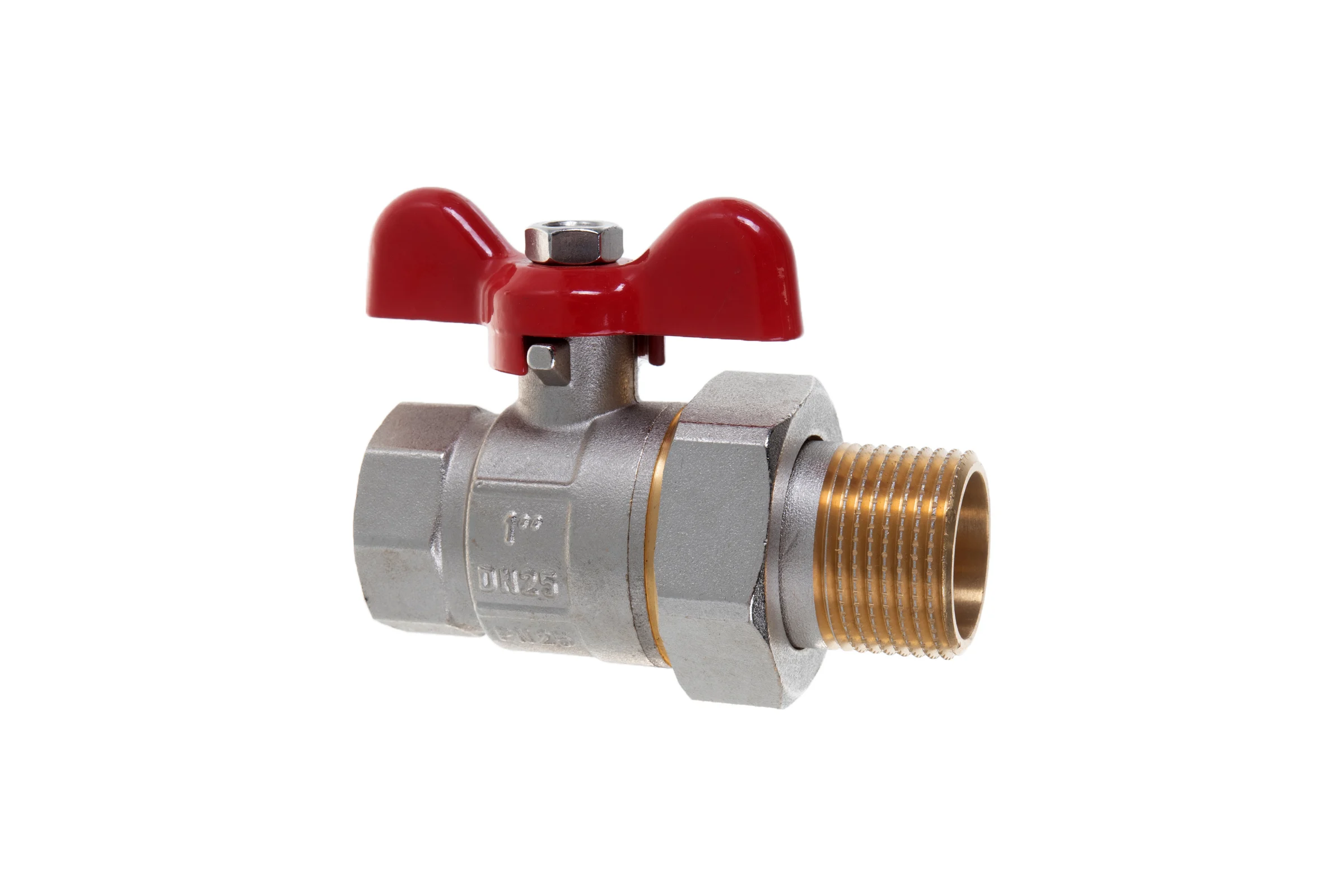 Кран шаровой полнопроходной PRO AQUA со сгоном ручка бабочка, Н-В 1 FWB65-m25-f25xb