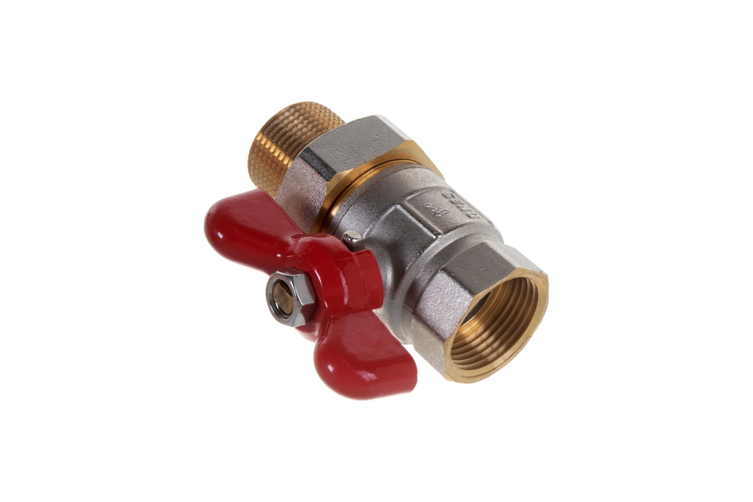 Кран шаровой полнопроходной PRO AQUA со сгоном ручка бабочка, Н-В 1 FWB65-m25-f25xb