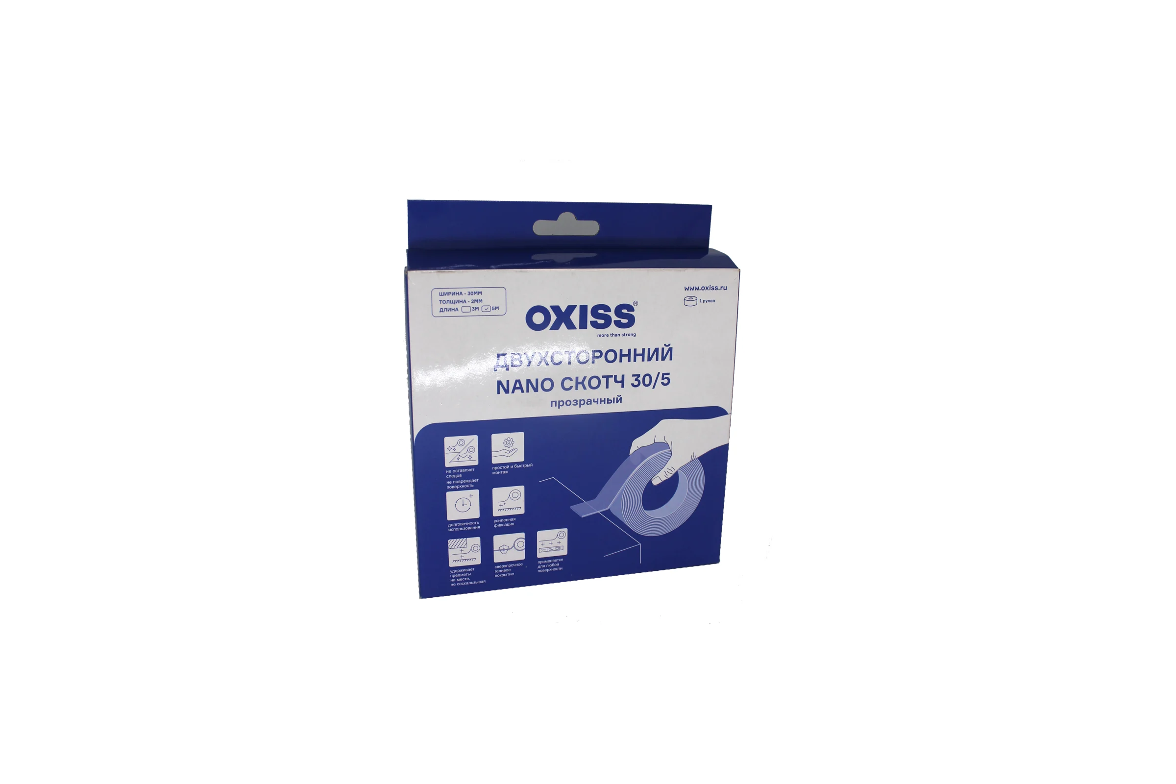 Двухсторонний NANO скотч Oxiss 30 мм х 5 м, прозрачный 4630025426200