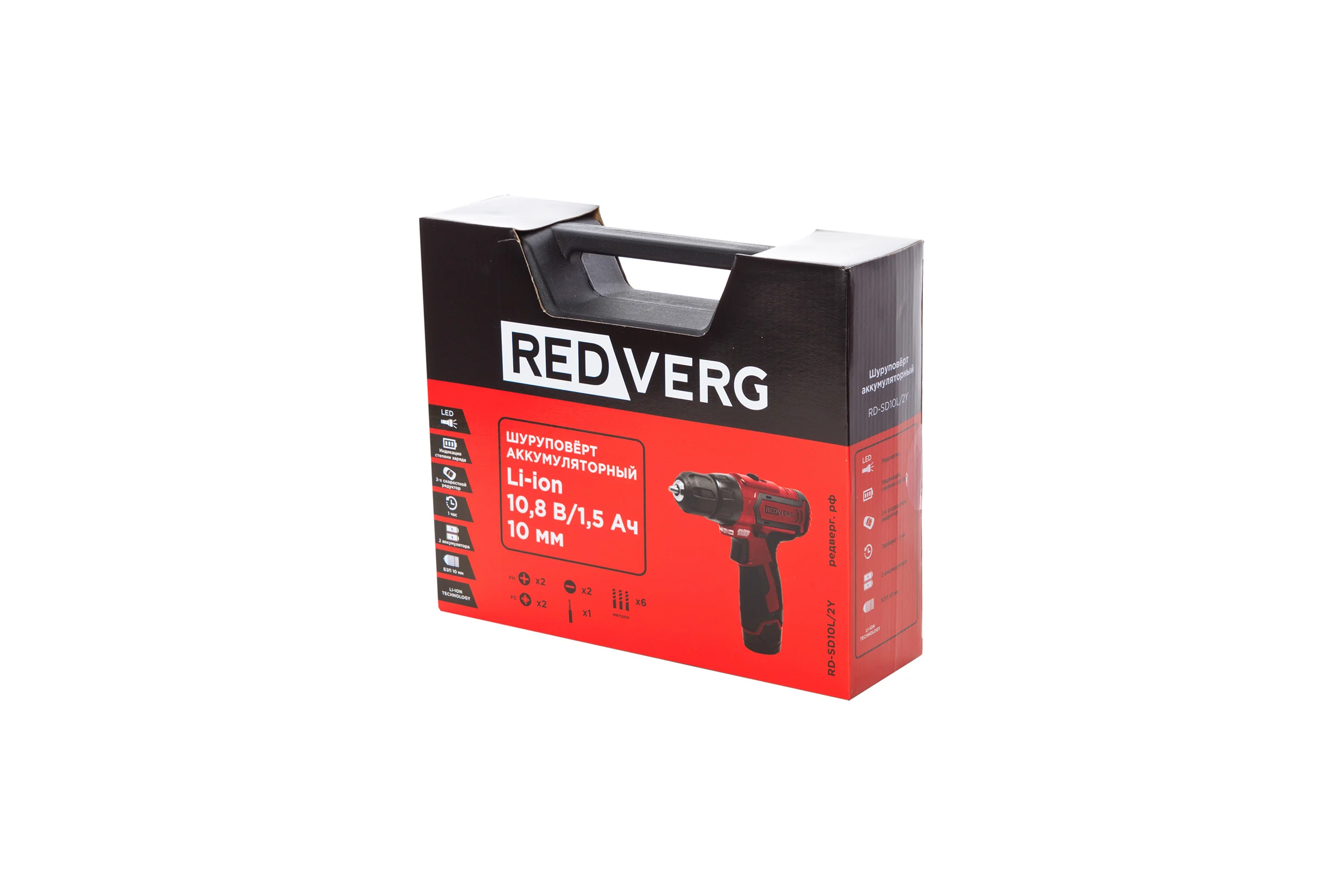 Аккумуляторная дрель-шуруповерт REDVERG RD-SD10L/2Y 6628688