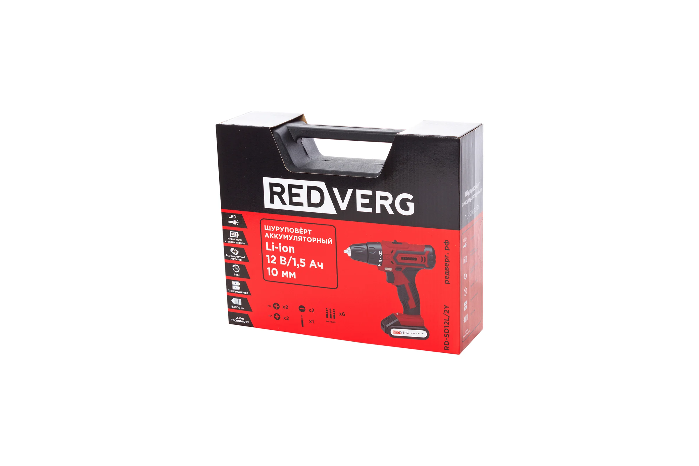 Аккумуляторная дрель-шуруповерт REDVERG RD-SD12L/2Y 6632398