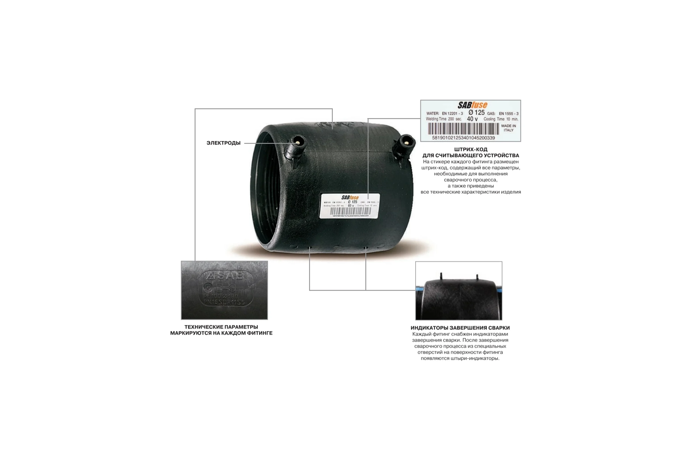 Электросварная муфта SABfuse SDR17 PN10 PE100 D280 8028280010
