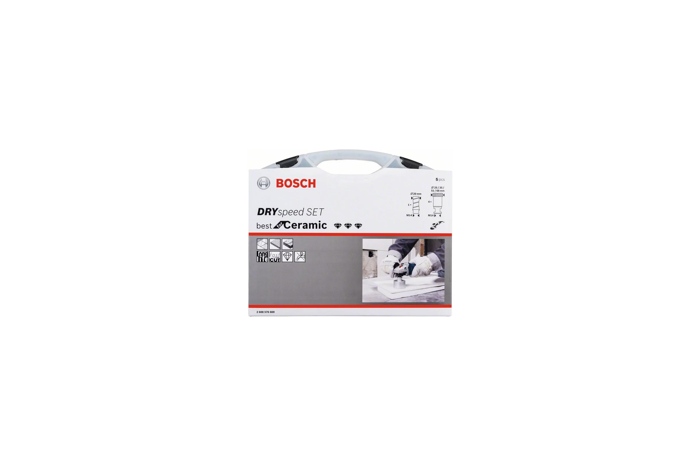 Набор алмазных коронок DrySpeed 4 шт+алмазная фреза Bosch 2608576669