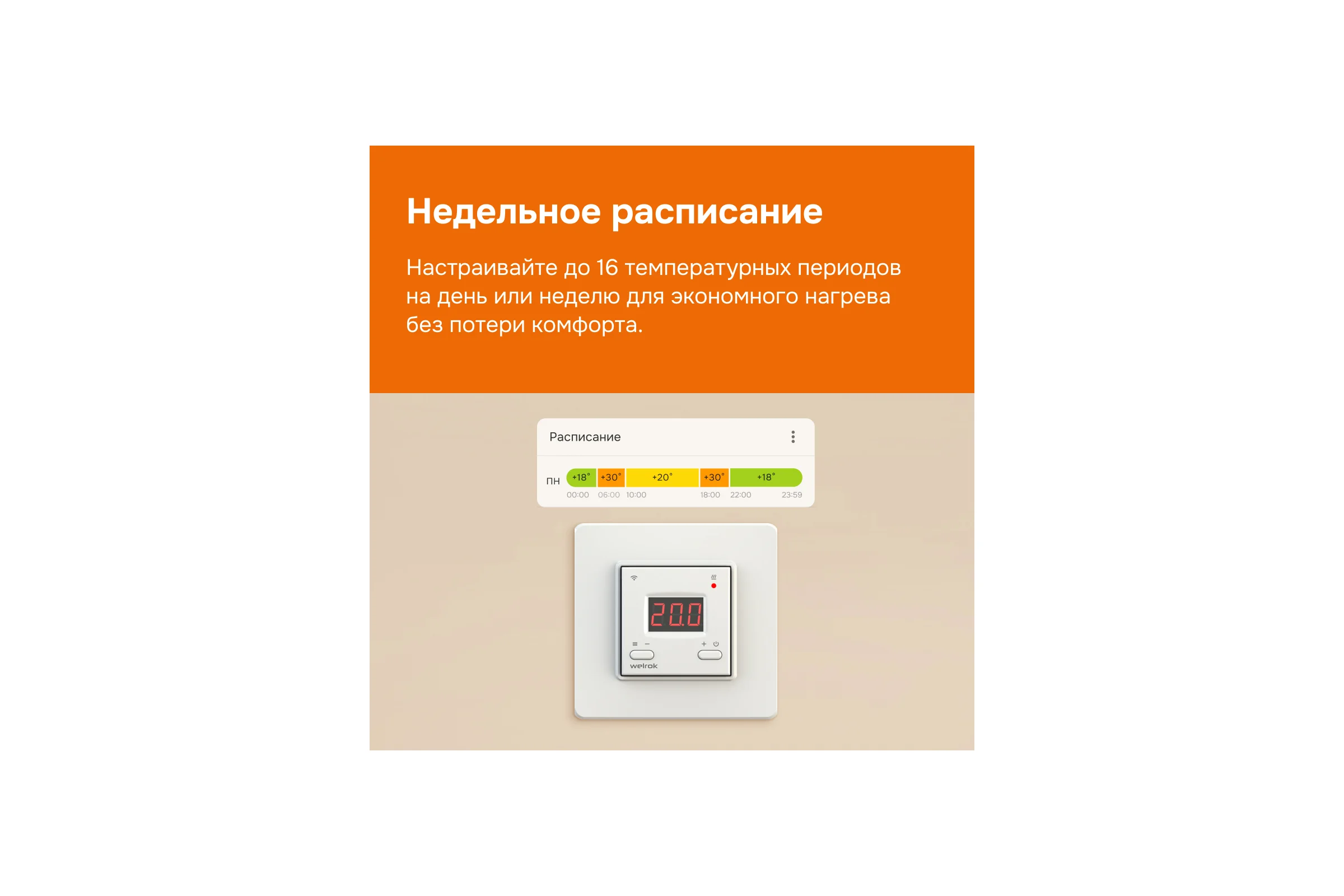 Умный Wi-Fi терморегулятор для теплых полов Welrok AZ 4660251140199