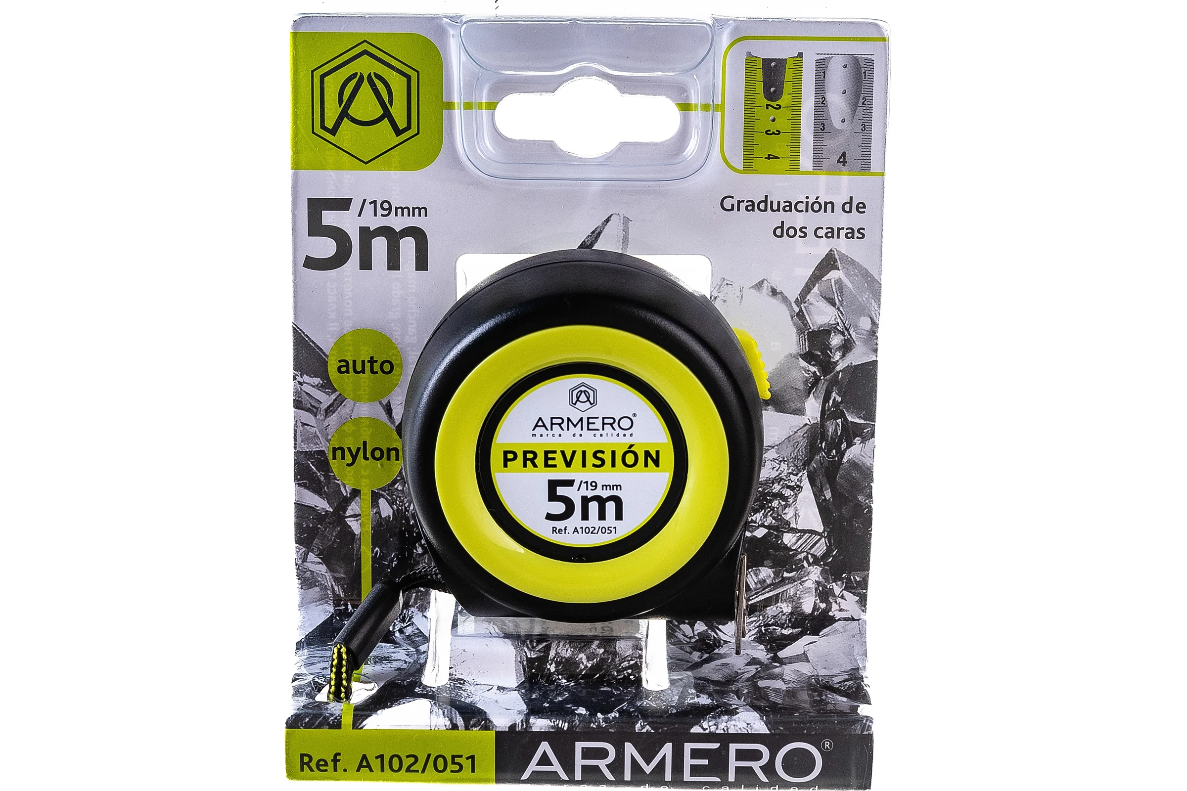 Рулетка с автоблокировкой Armero, 5 м / 19 мм, магнит, нейлон А102/051 AI02-051