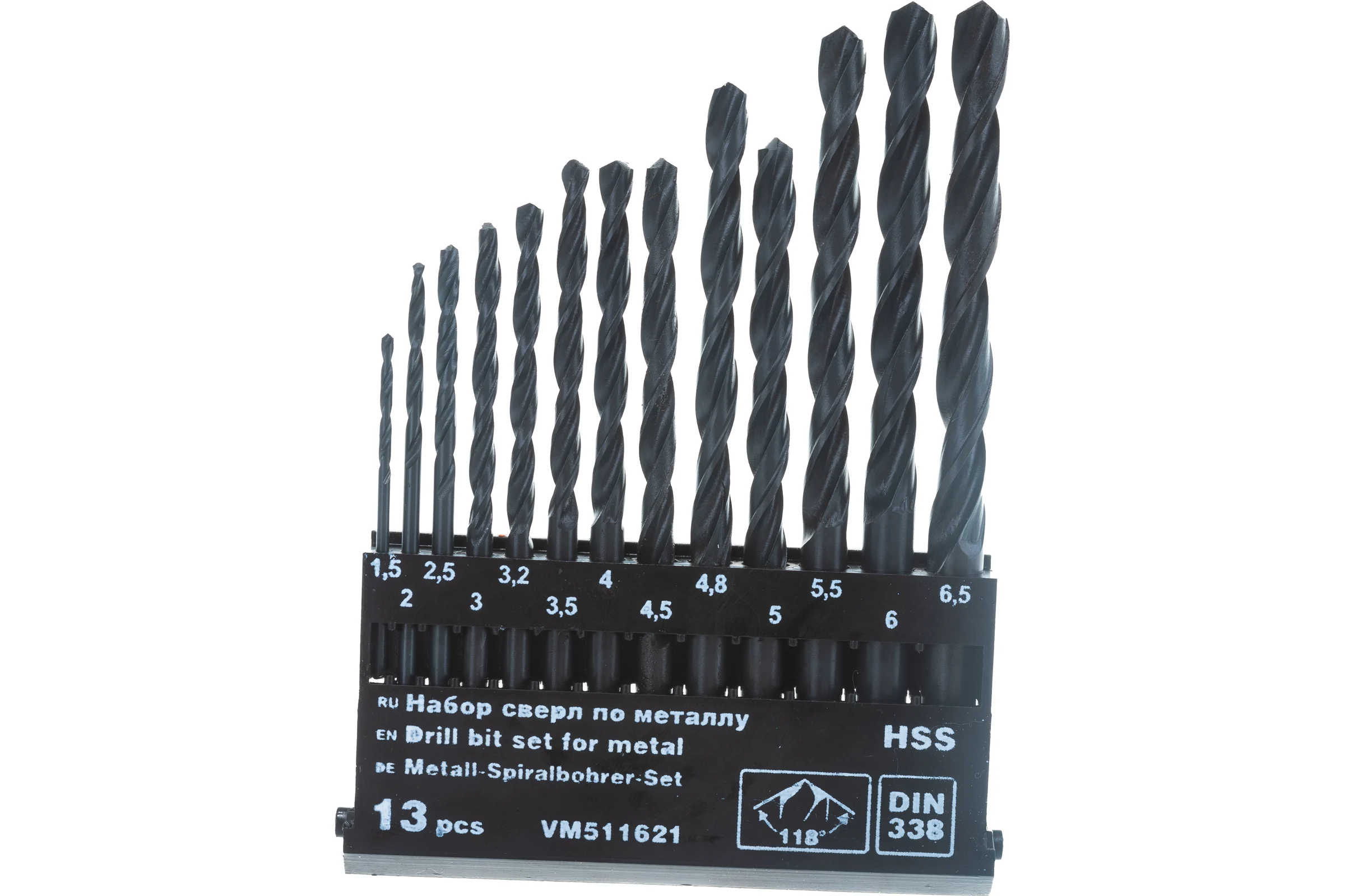 Набор сверл по металлу HSS (13 шт; 1.5-6.5 мм) VMX 511621