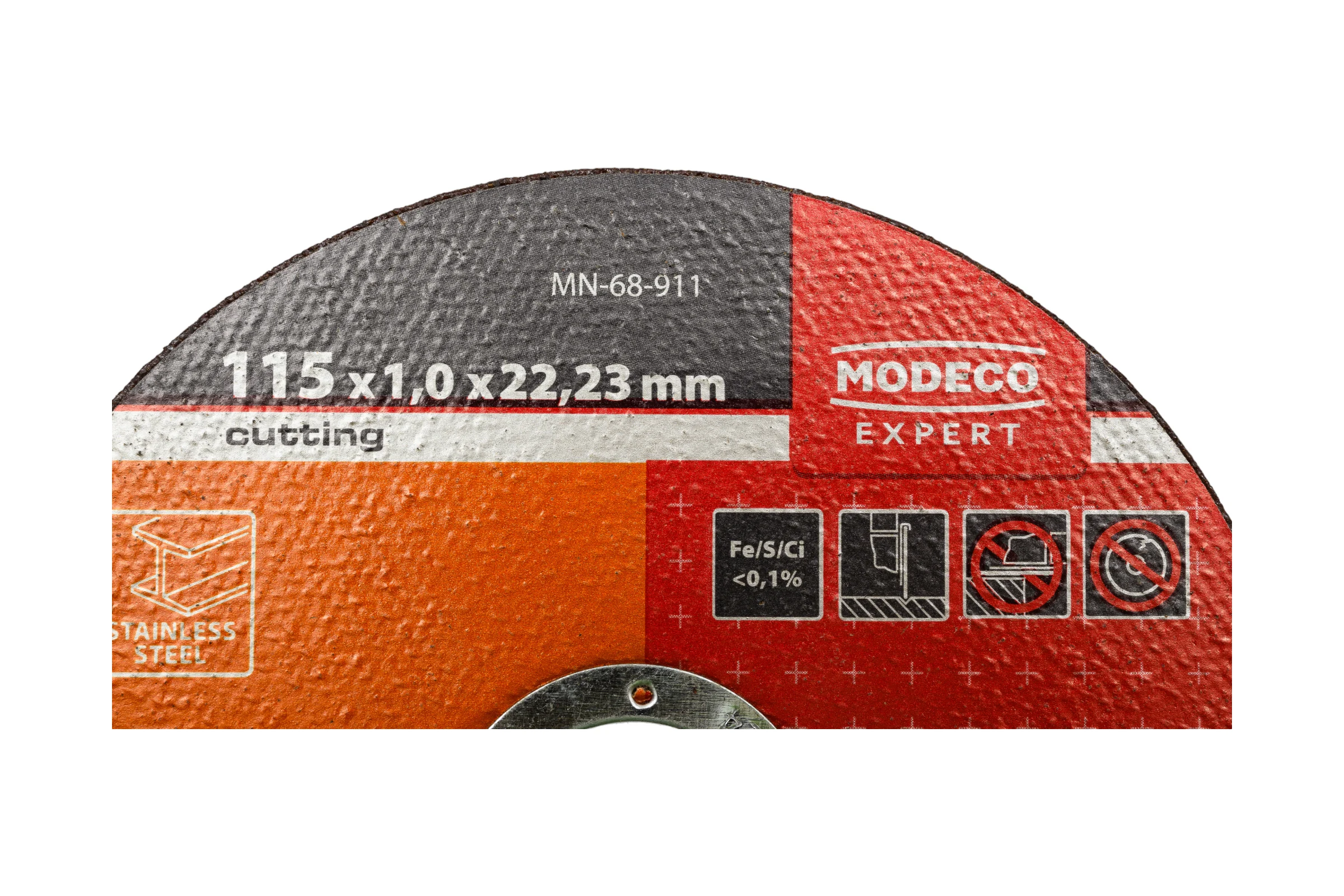 Диск для резки нержавеющей стали 115x1.0x22.23 мм, плоский MODECO MN-68-911