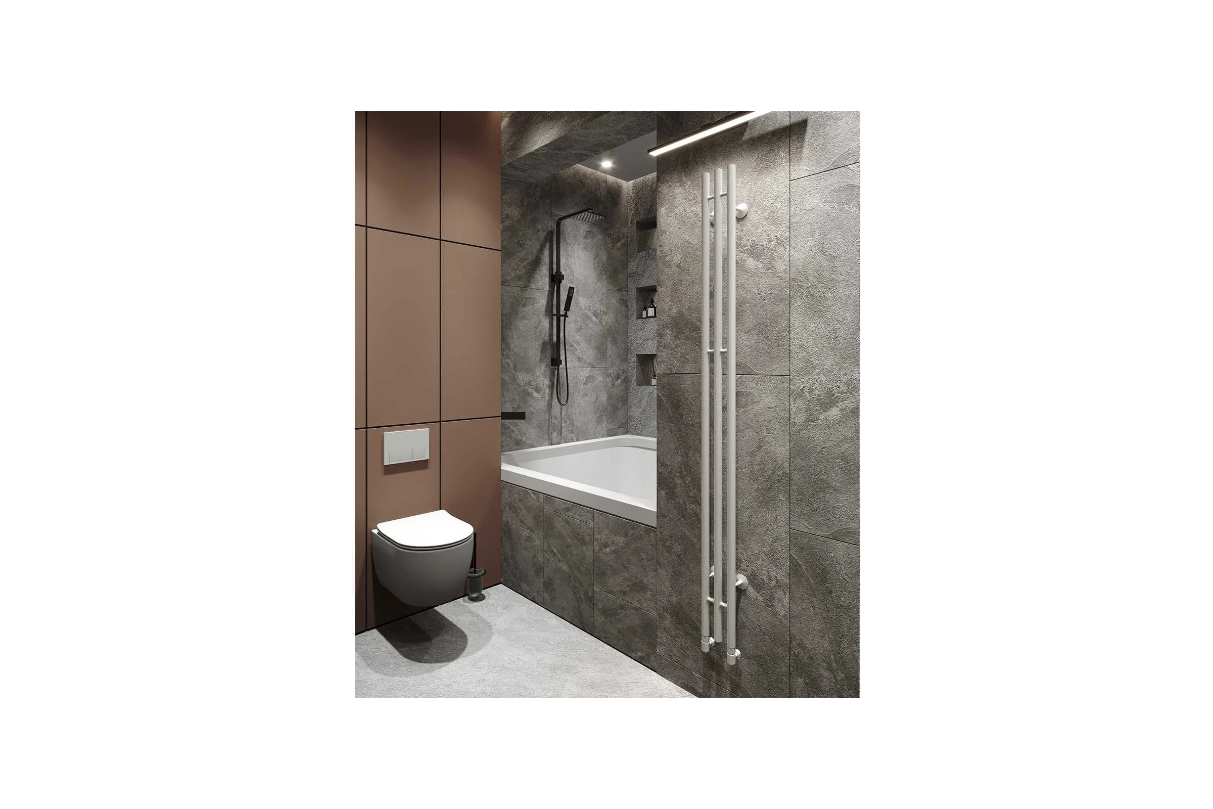 Водяной полотенцесушитель GUARDO STRETTO 1500x140 с 3 перекладинами белый матовый RAL 9016  STRETTO 1514 R9016(М)