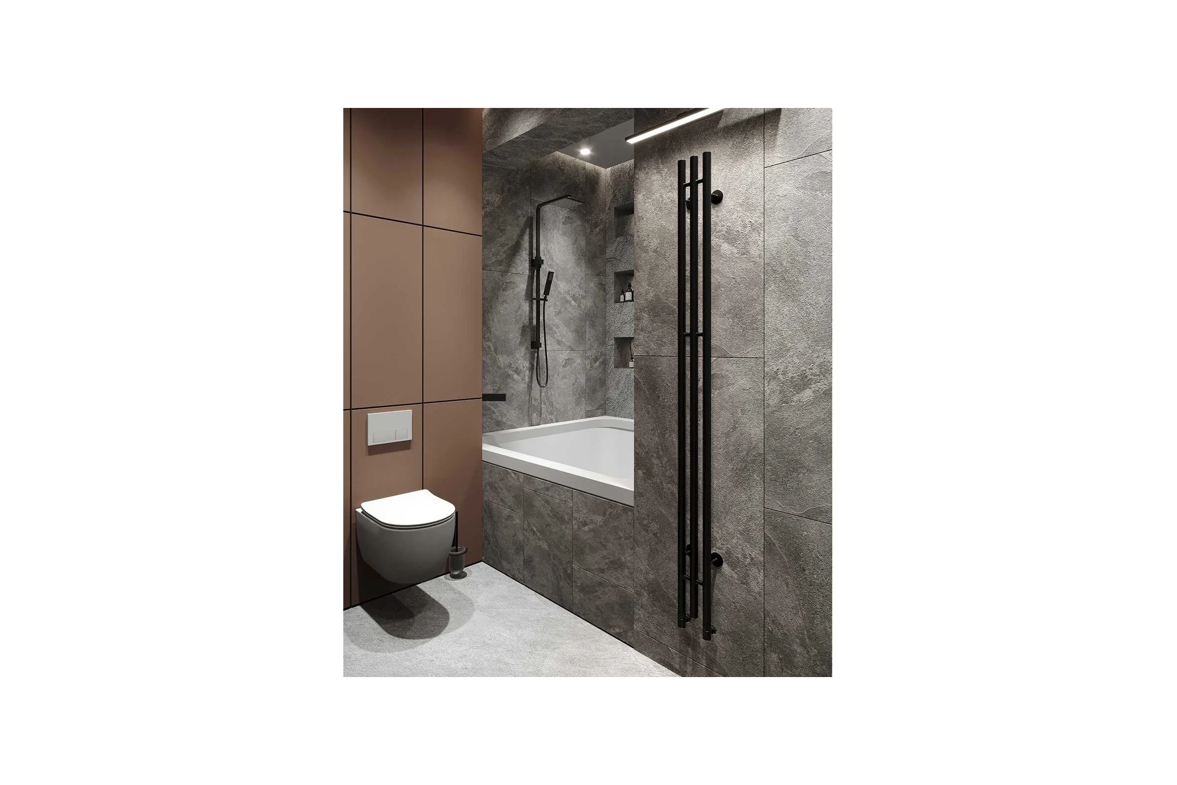 Водяной полотенцесушитель GUARDO STRETTO 1500x140 с 3 перекладинами черный матовый RAL 9005  STRETTO 1514 R9005(М)