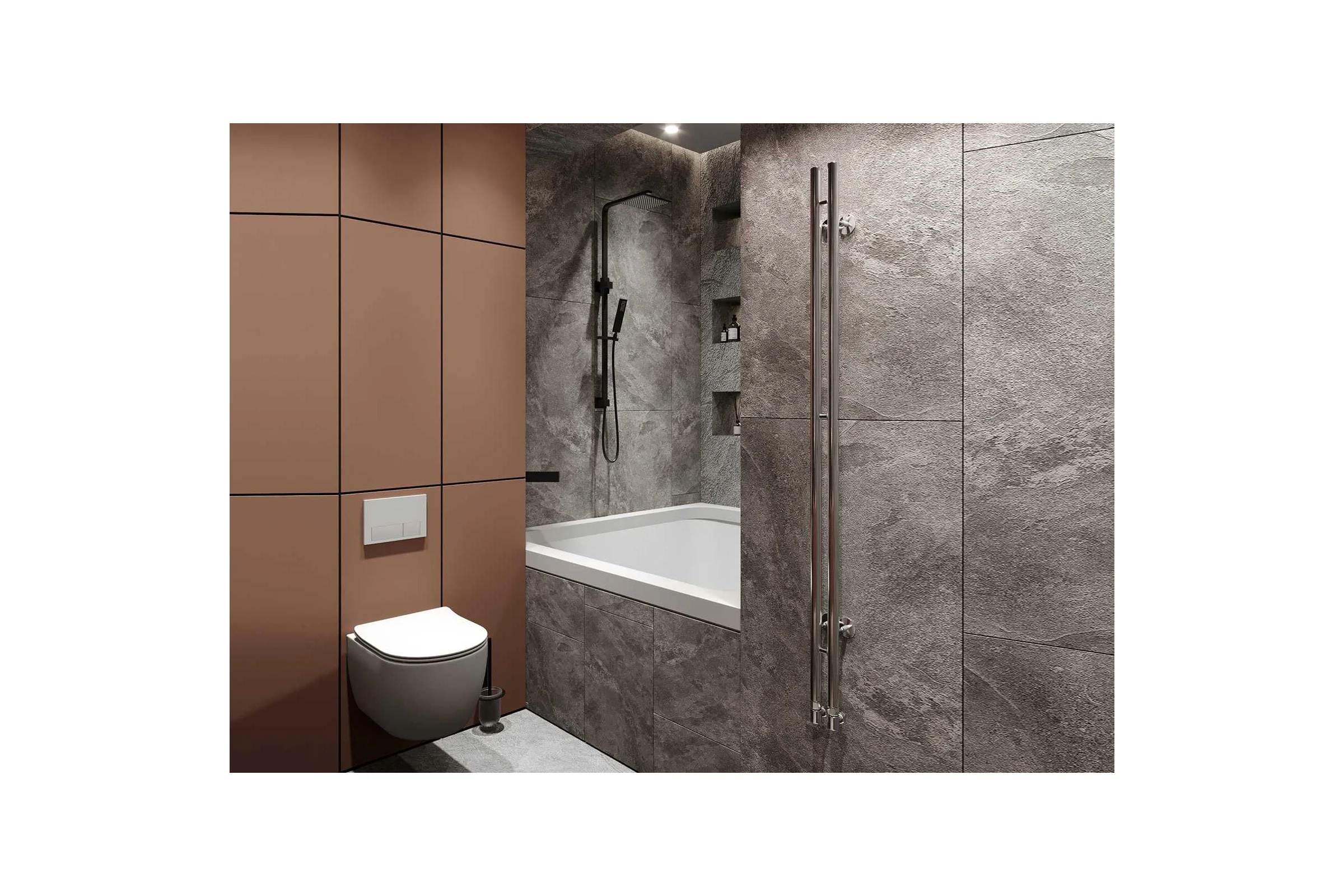 Водяной полотенцесушитель GUARDO STRETTO 1500x82 с 2 перекладинами хромированный  STRETTO 1585 CH