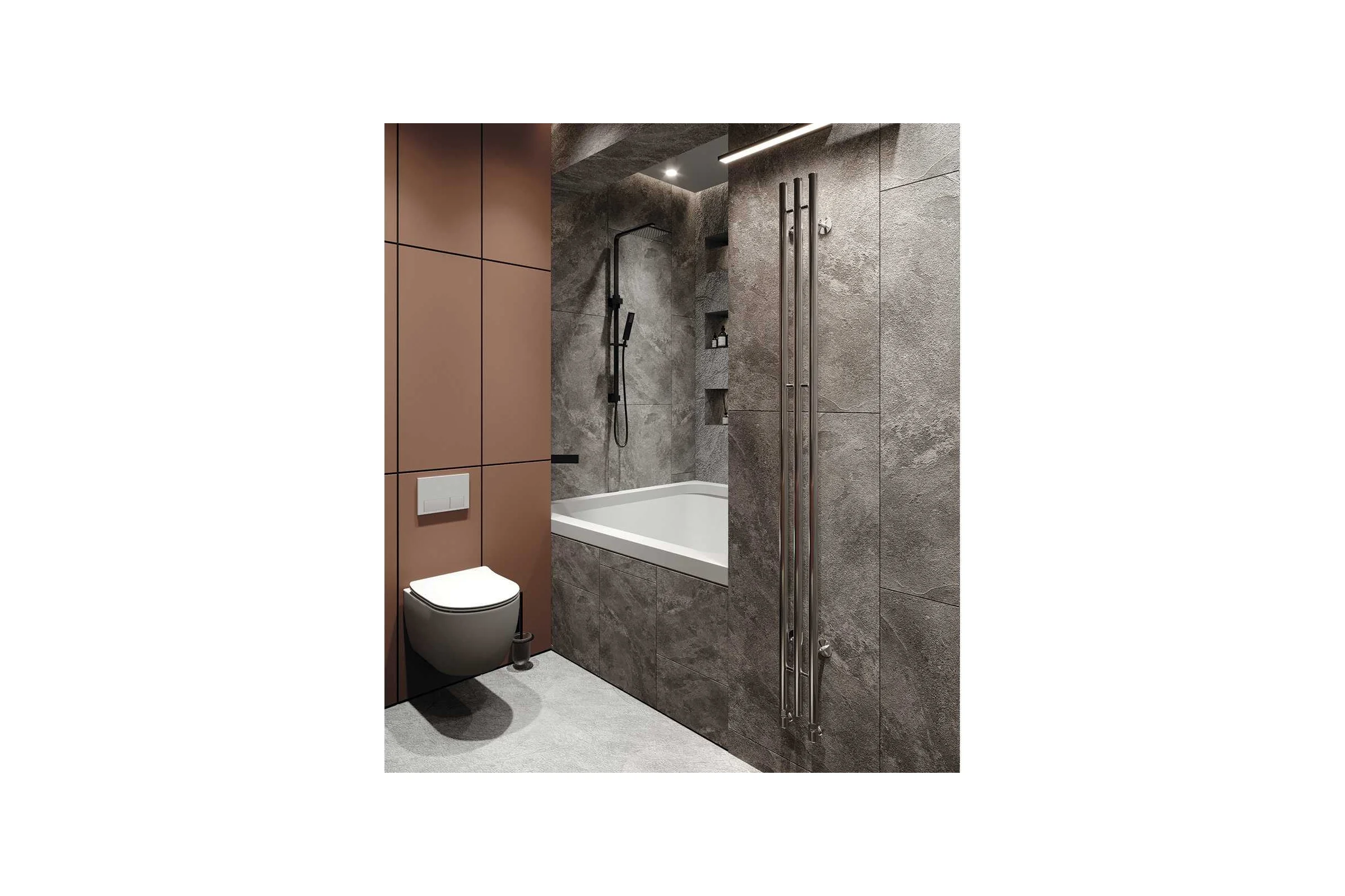 Водяной полотенцесушитель GUARDO STRETTO 1800x140 с 3 перекладинами хромированный  STRETTO 1814 CH