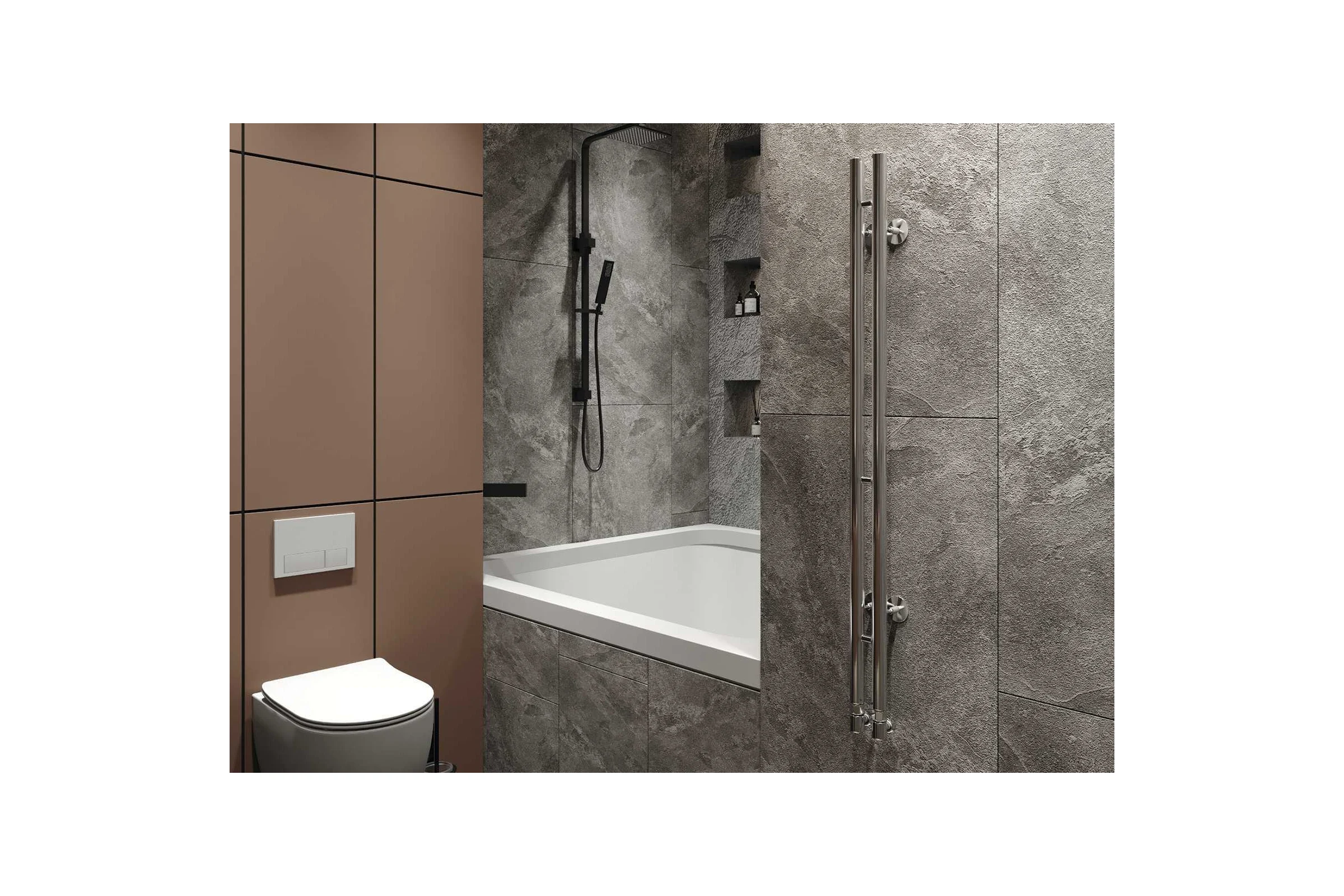 Водяной полотенцесушитель GUARDO STRETTO 1200x85 с 2 перекладинами хромированный  STRETTO 1285 CH