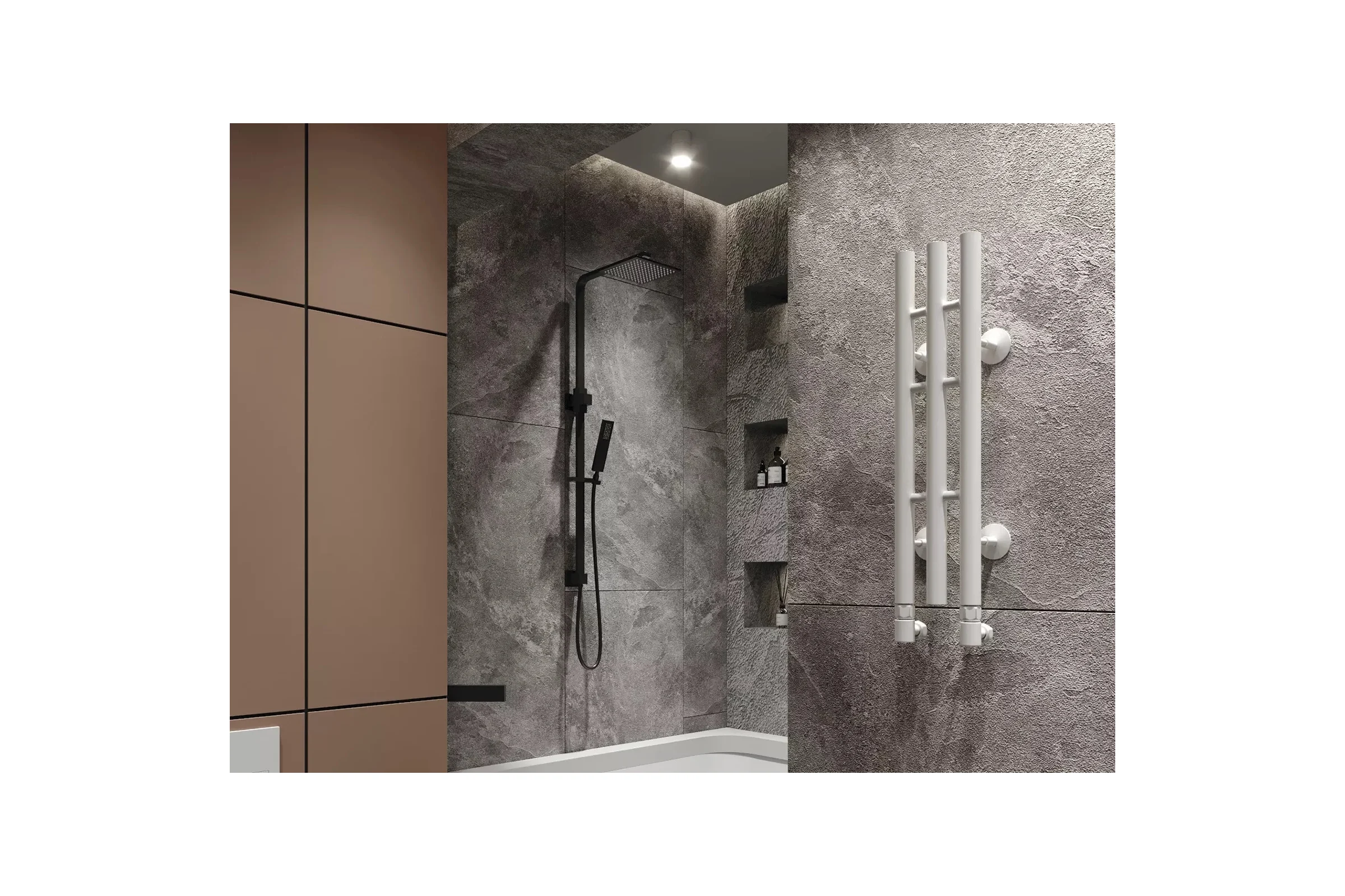 Водяной полотенцесушитель GUARDO STRETTO 1200x140 с 3 перекладинами белый матовый RAL 9016  STRETTO 1214 R9016(М)