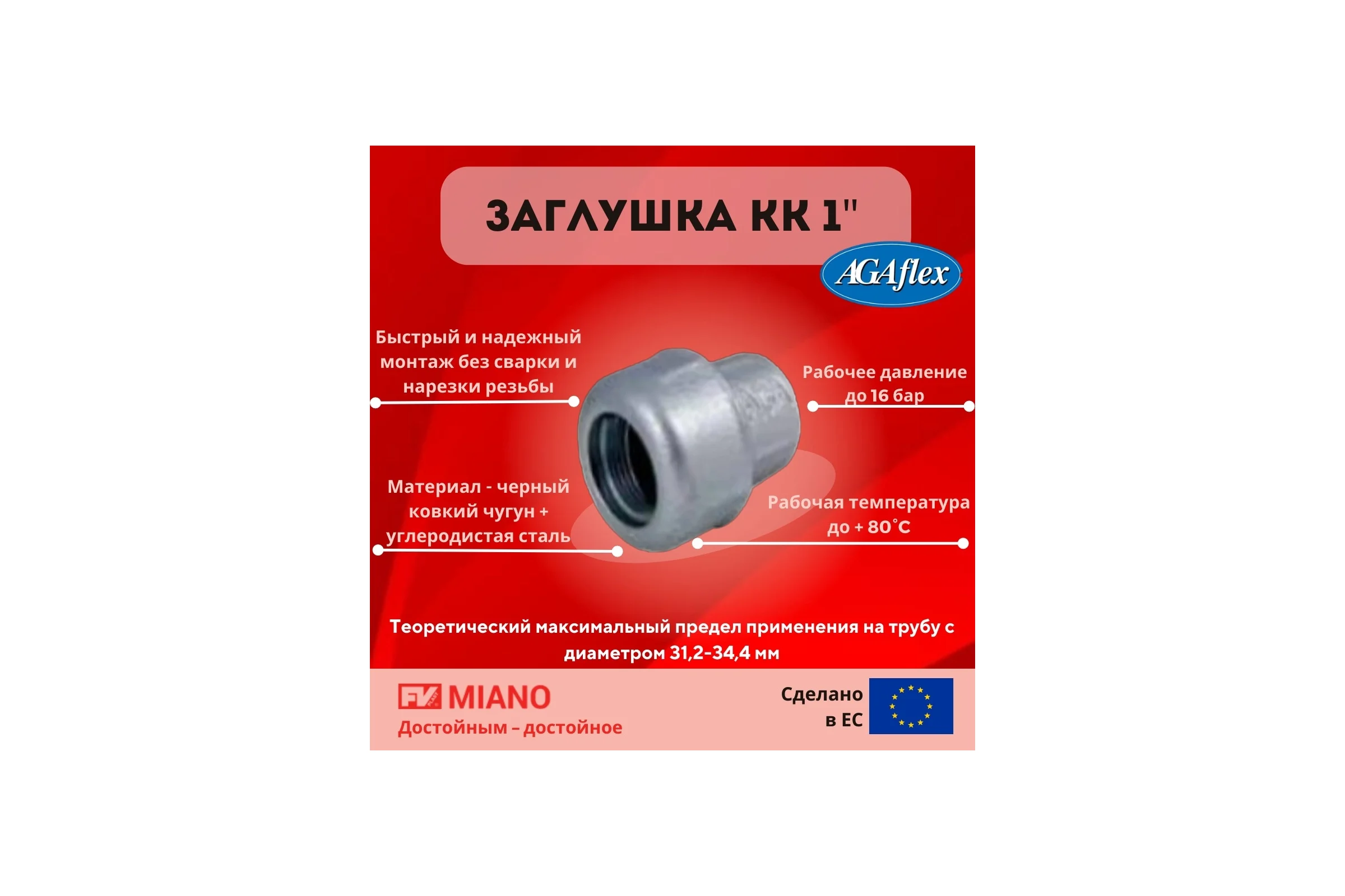 Закглушка AGAFLEX KK 1" 10060003