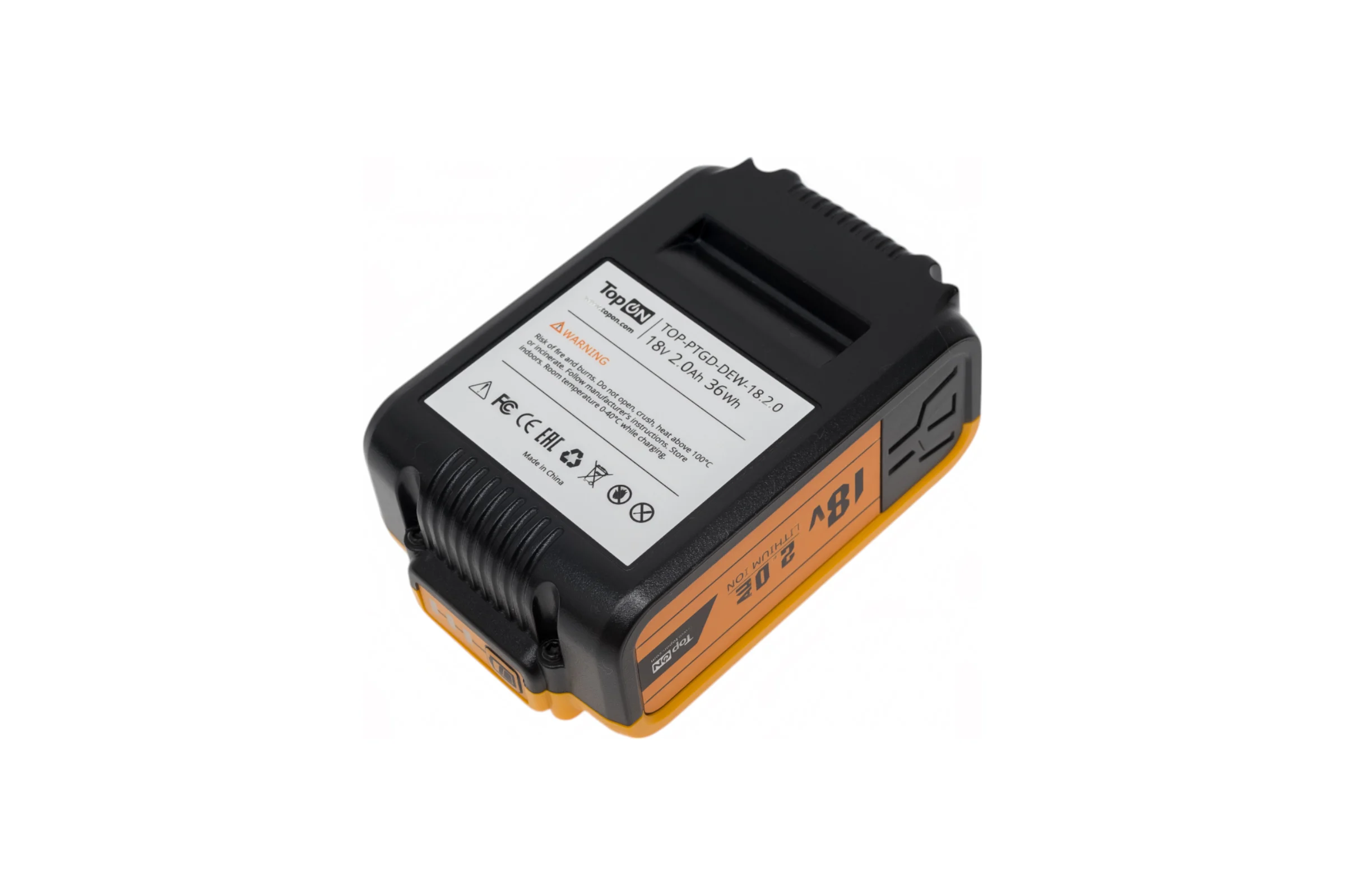 Аккумулятор для DeWalt 18В, 2 А*ч (Li-Ion) PN: DCB183 TopOn TOP-PTGD-DEW-18.2.0
