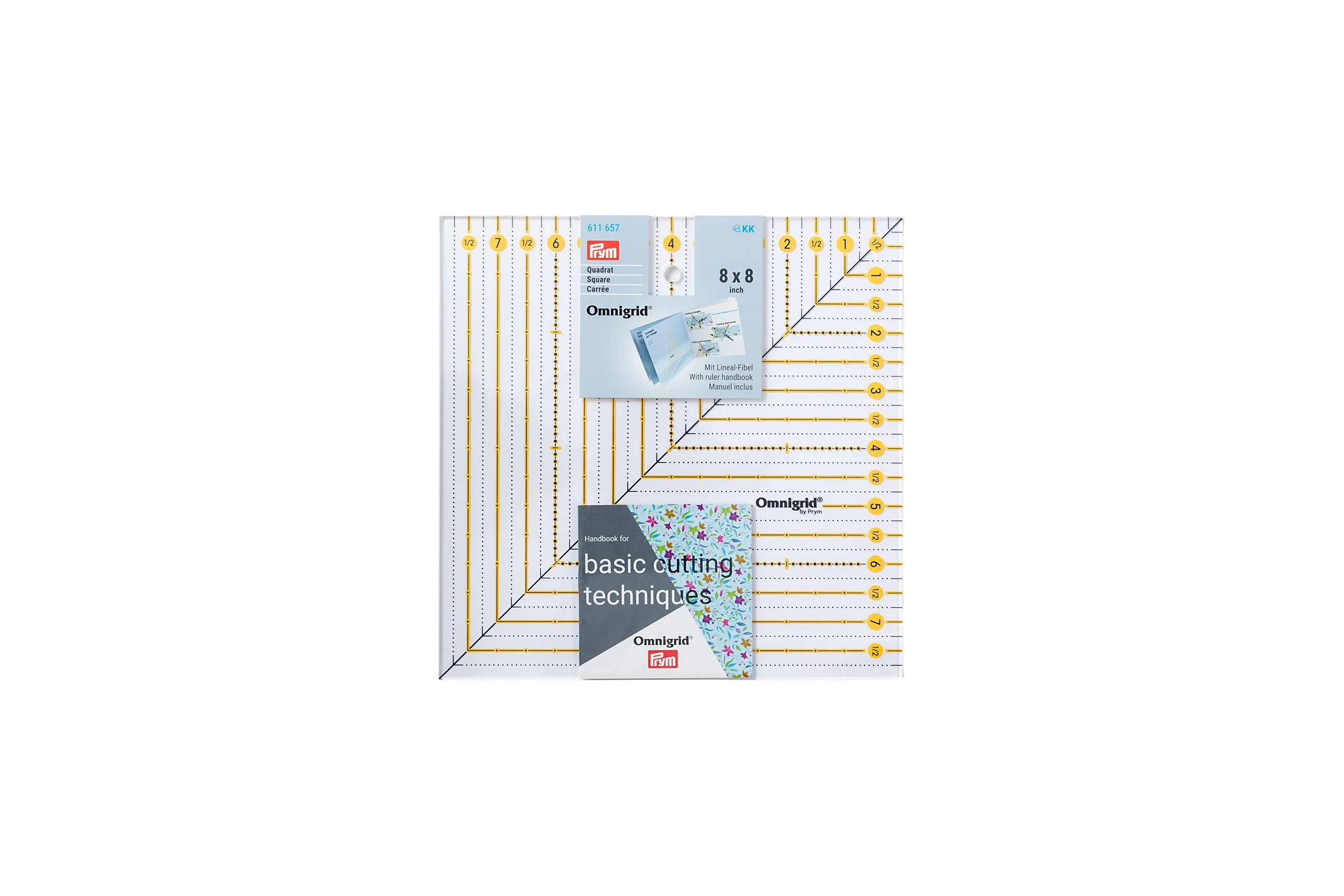 Линейка для пэчворка PRYM Omnigrid 20 см х 20 см, шкала в дюймах 611657 518697