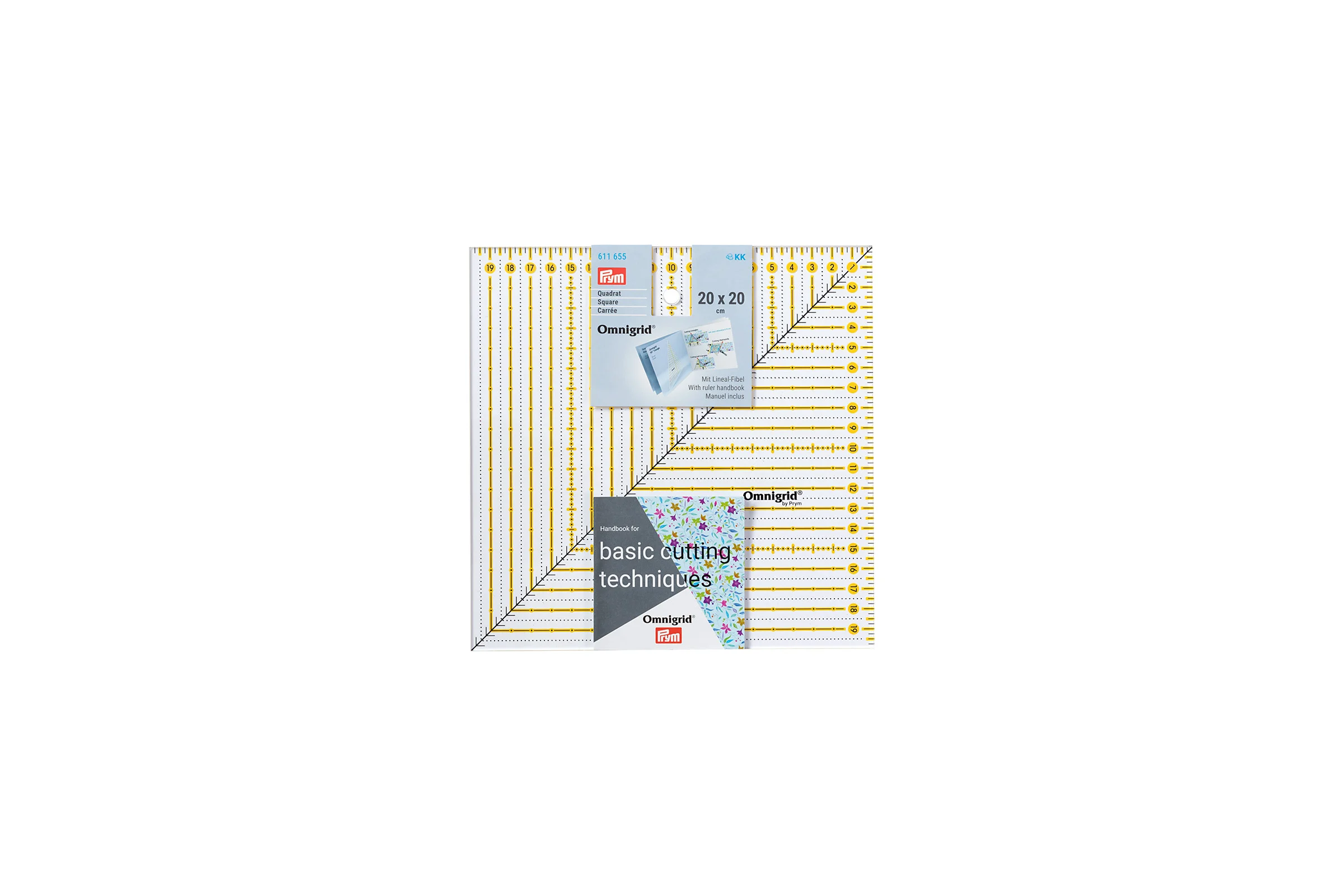 Линейка для пэчворка Omnigrid 20 см х 20 см 611655 шкала в см PRYM 518696