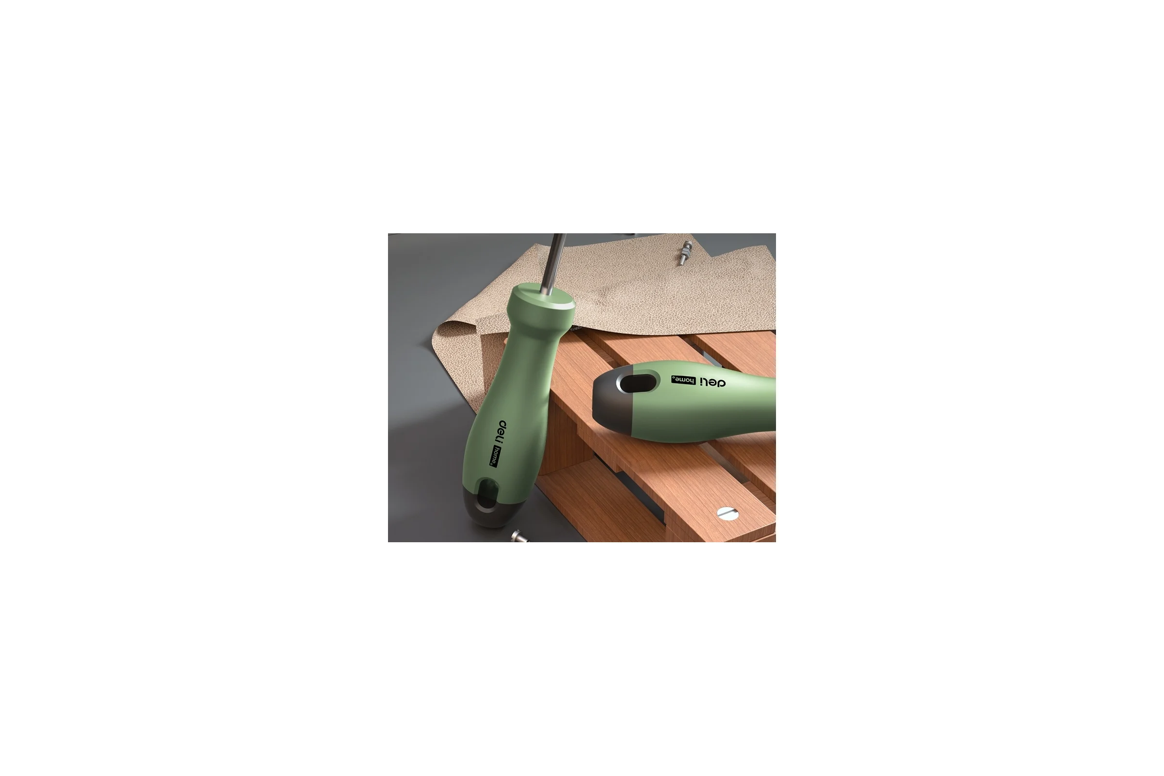 Крестовая отвертка DELI HOME SERIES GREEN HT1205L PH1x100мм эксклюзивный дизайн, софттач пластик 130287