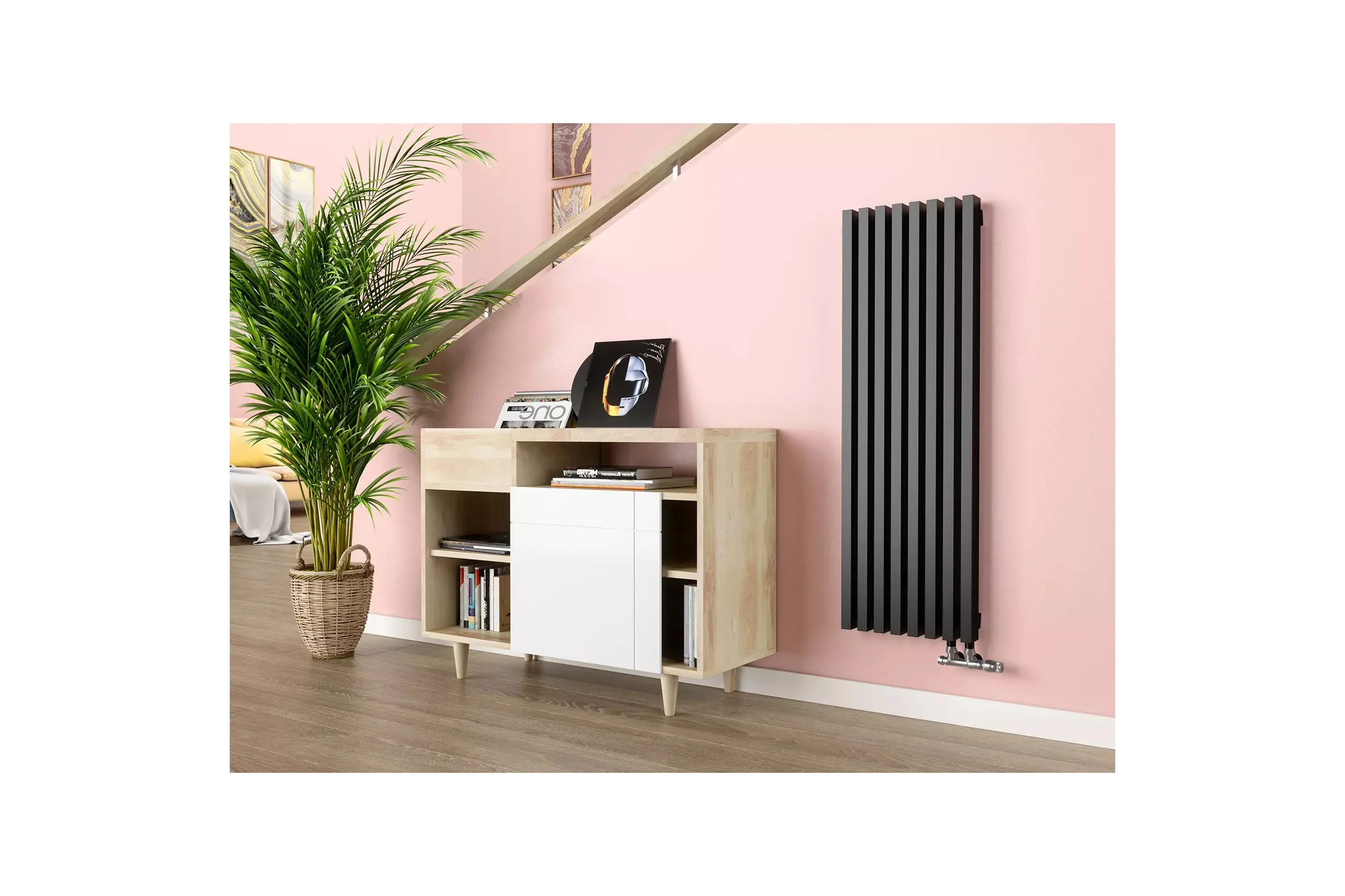 Вертикальный стальной радиатор GUARDO Retta 6P 1800 х 280 мм, 6 секций, нижнее правое подключение 6P-1800-06 NK-VER-R R9005(M)