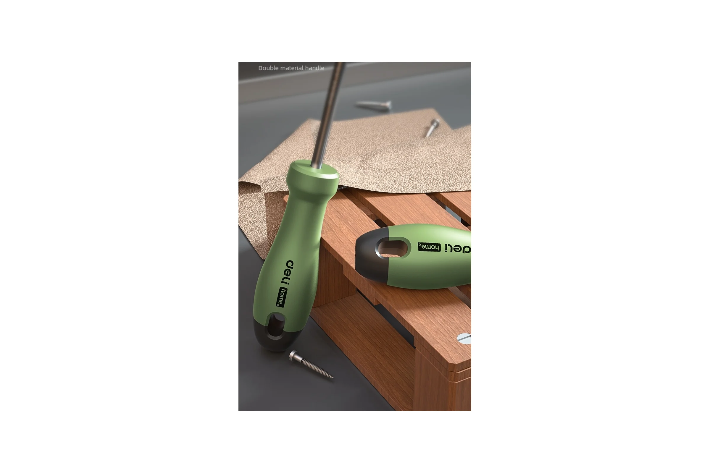 Шлицевая отвёртка DELI HOME SERIES GREEN HT1106L 6x150мм эксклюзивный дизайн, софттач пластик 130295