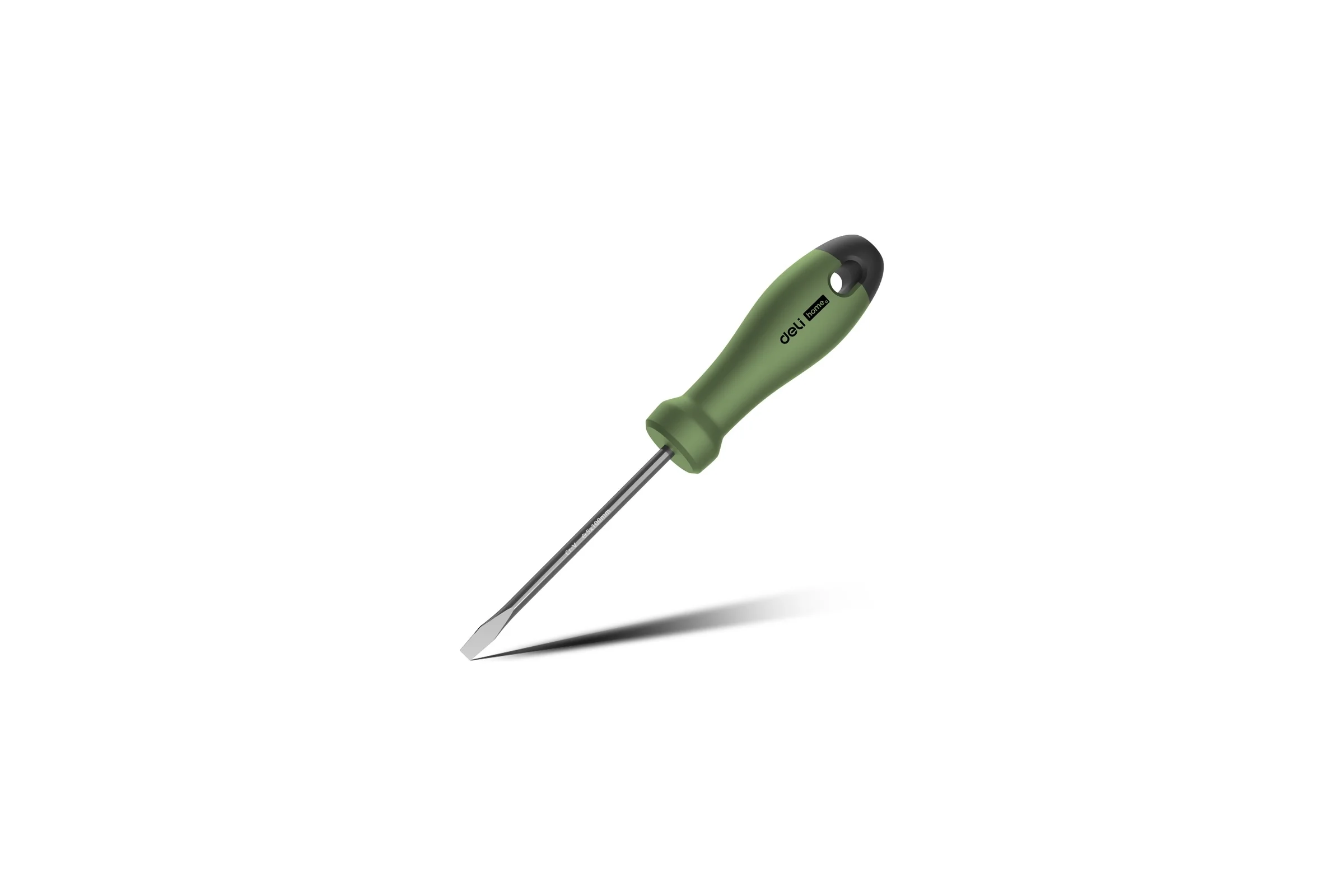 Шлицевая отвёртка DELI HOME SERIES GREEN HT1105L 5x100мм эксклюзивный дизайн, софттач пластик 130294